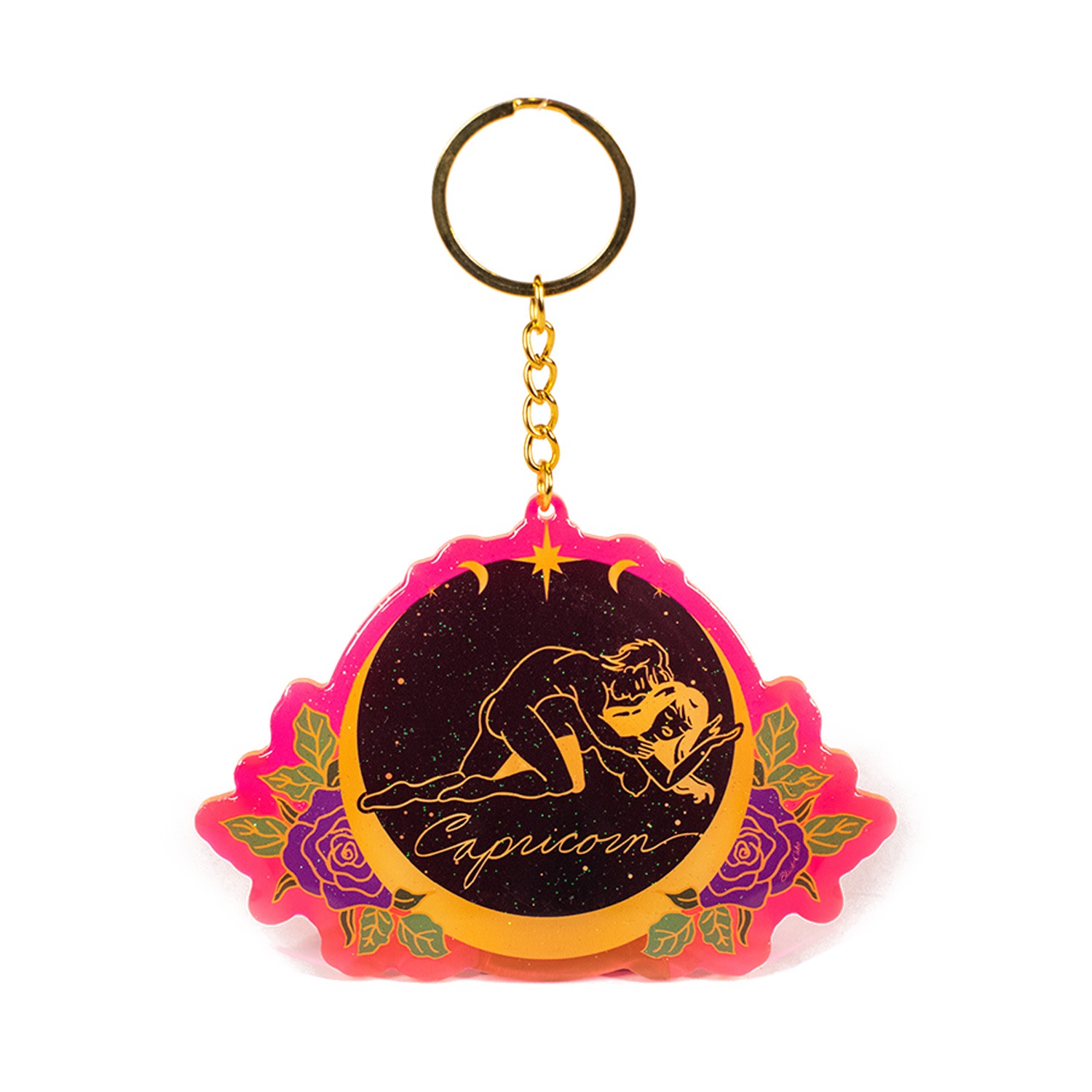 Black Cake Capricorn Zodiac Sign Keychain In Multi