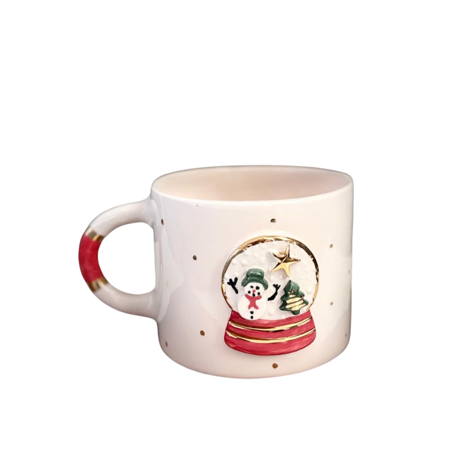 Anatoliacraft White Handmade New Year Ceramic Mug With Gold Detailing & Festive Design