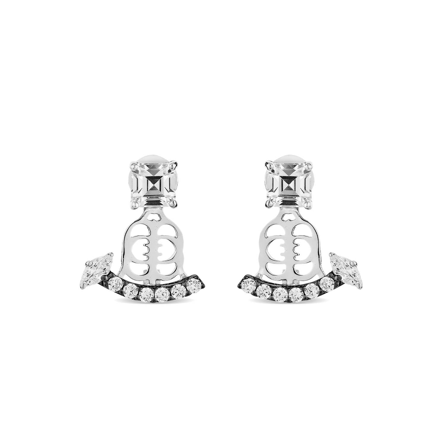 Sally Skoufis Women's Silver / Black / White Revival Ear Jacket With Man Made Cz Diamond Stimulant In Platinum