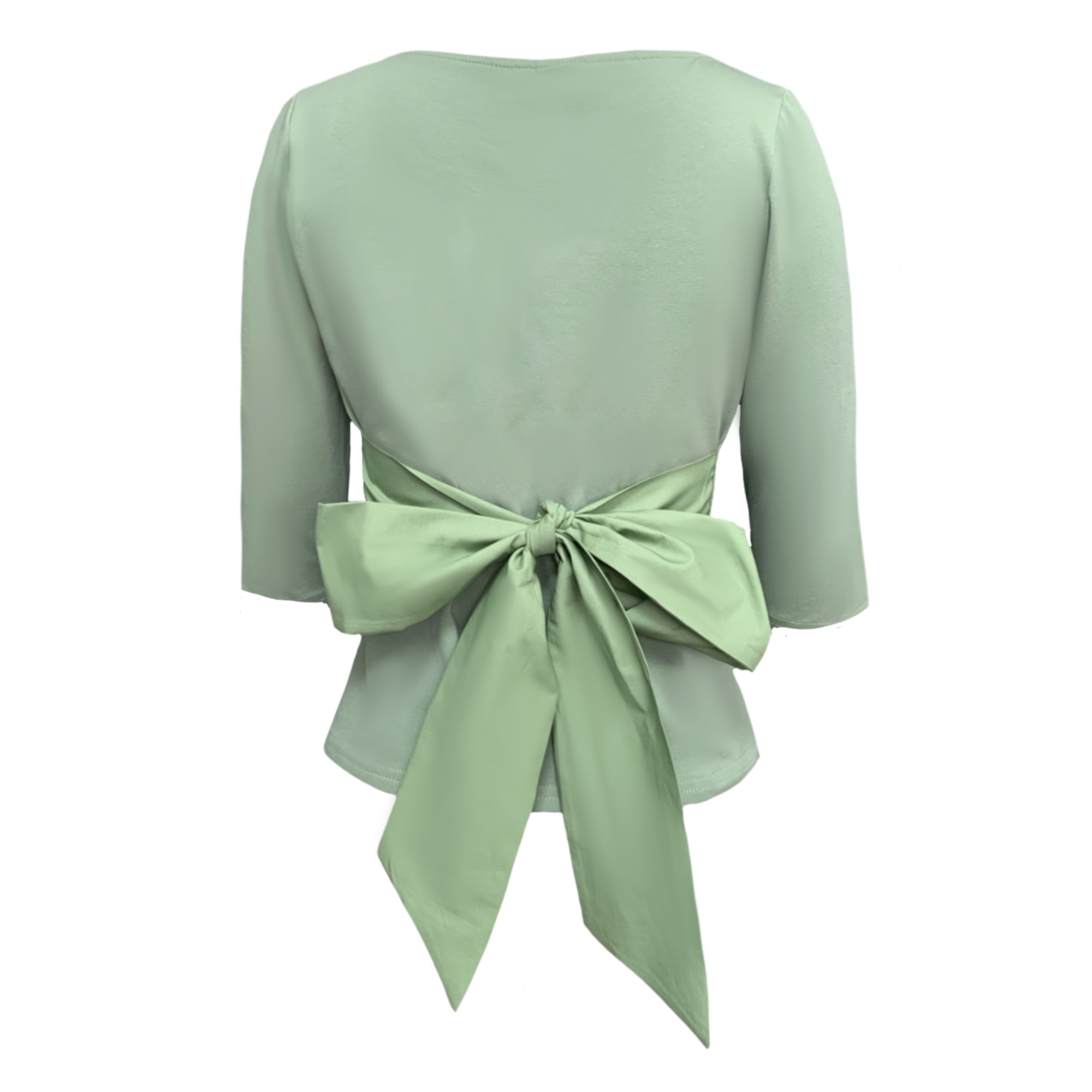 Frock Tales Women's Green Primrose Top With Bow In Sage In Green
