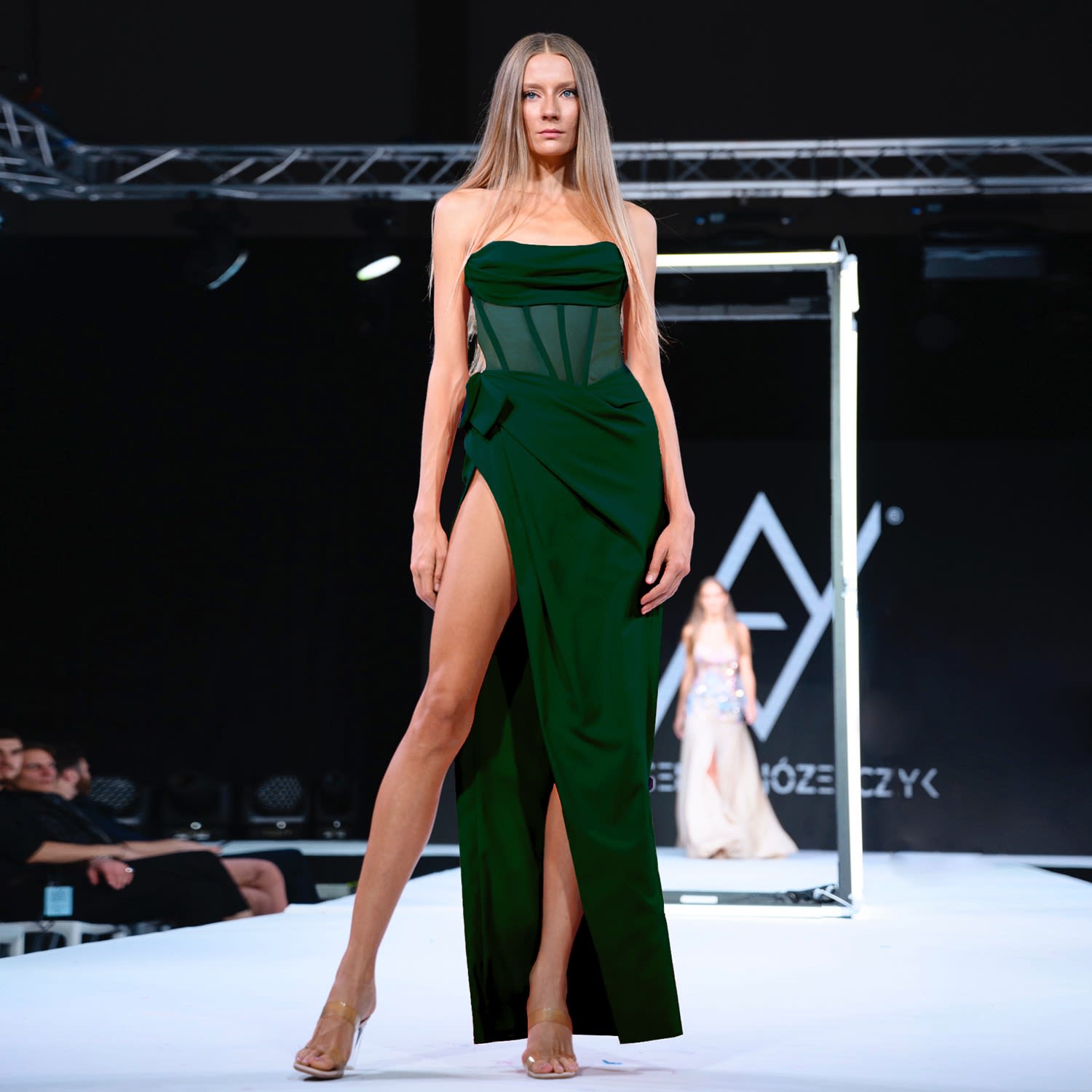 Palermo Corset High Slit Gown Emerald Green Angelika Jozefczyk