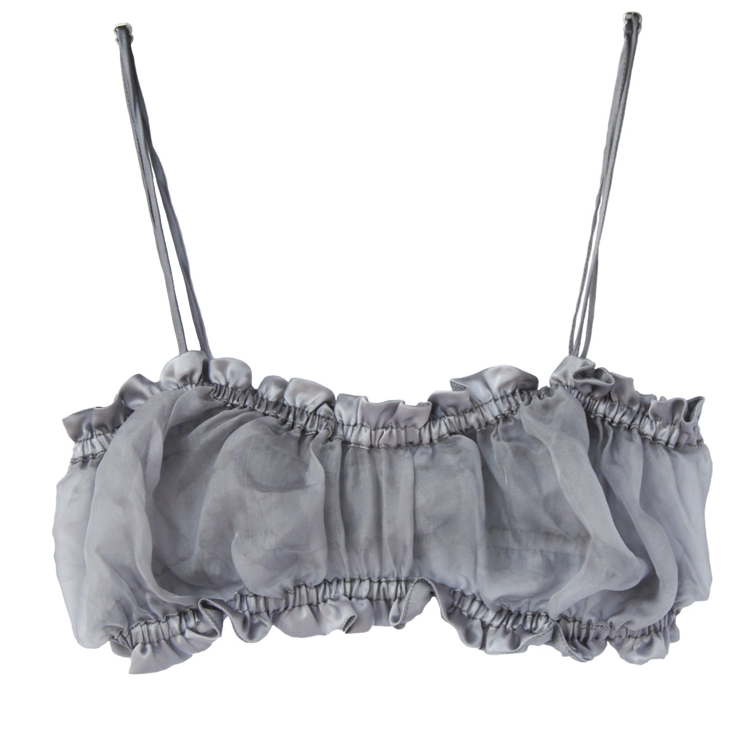 Crease Women's Grey Silk Sheer Scalloped Bandeau Bra - Lavender In Grey