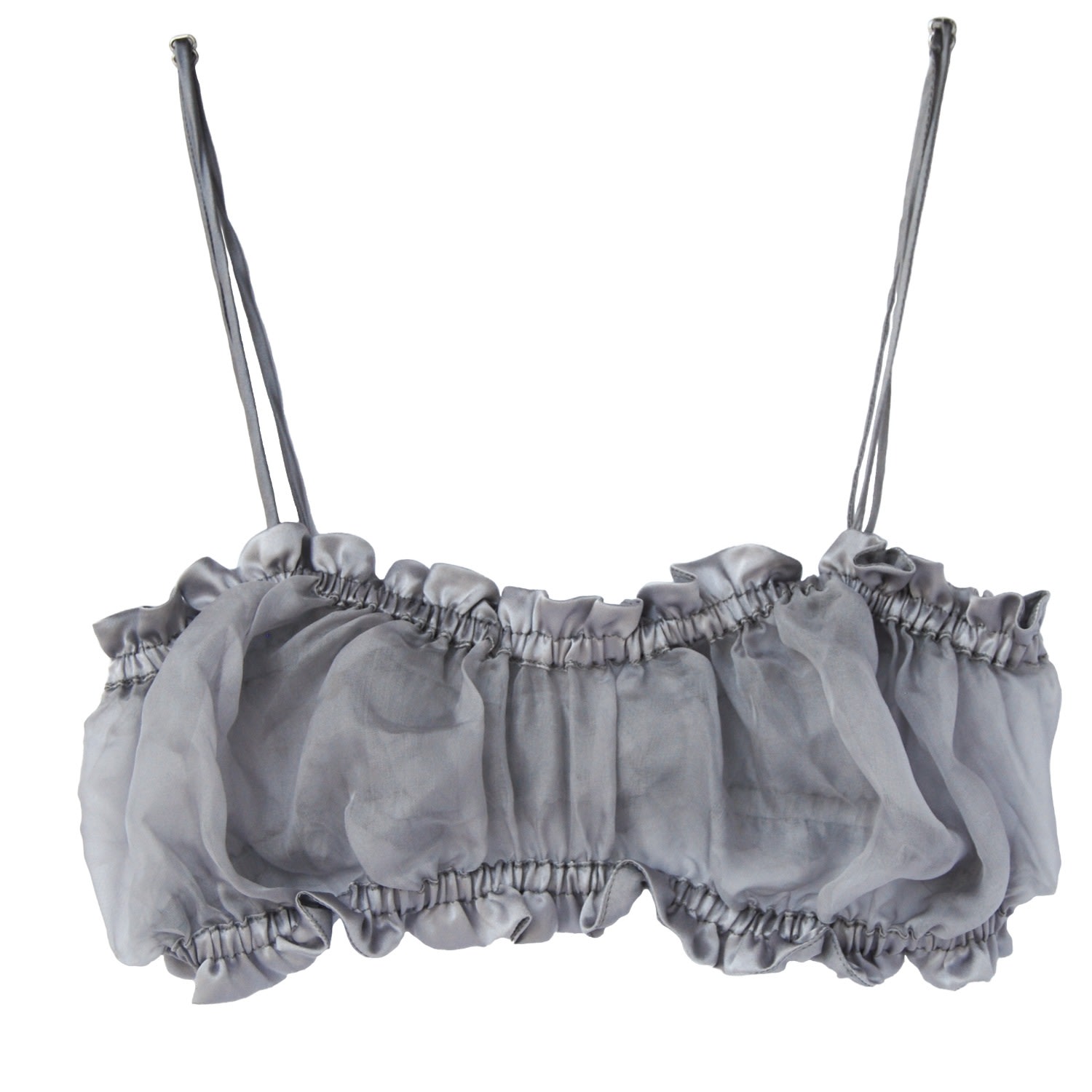 Women’s Grey Lavender Sheer Scalloped Bandeau Bra Medium Crease