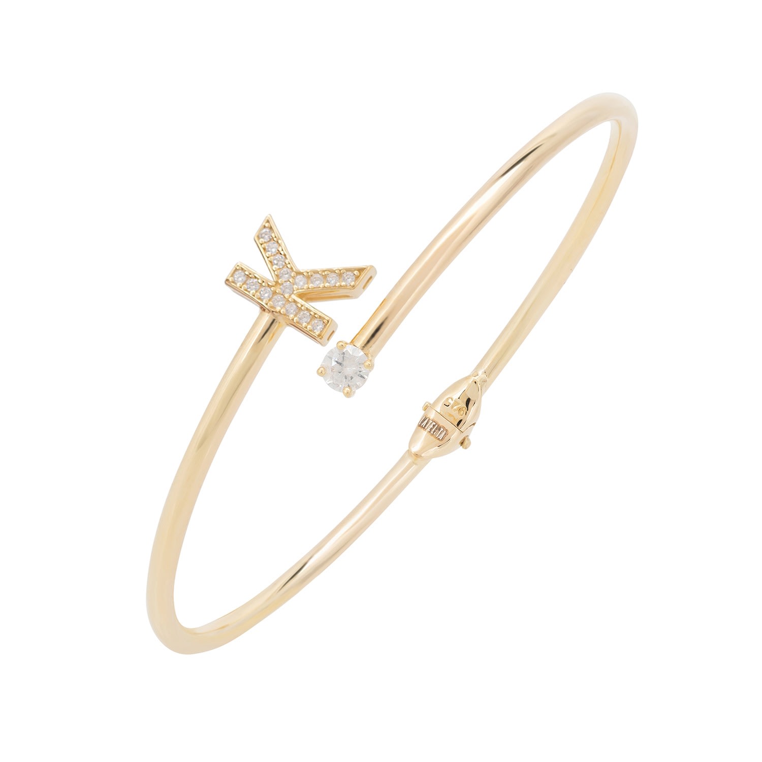 Latelita Women's Gold / White Initial Bangle Gold K
