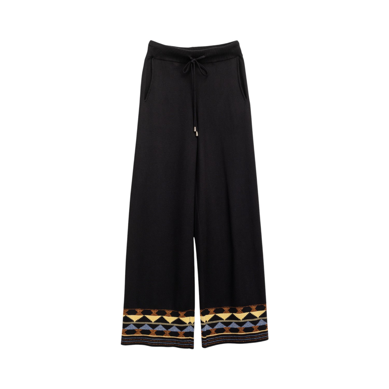 Niza Women's Black Bell Bottom Pants With Metal Ends In Black