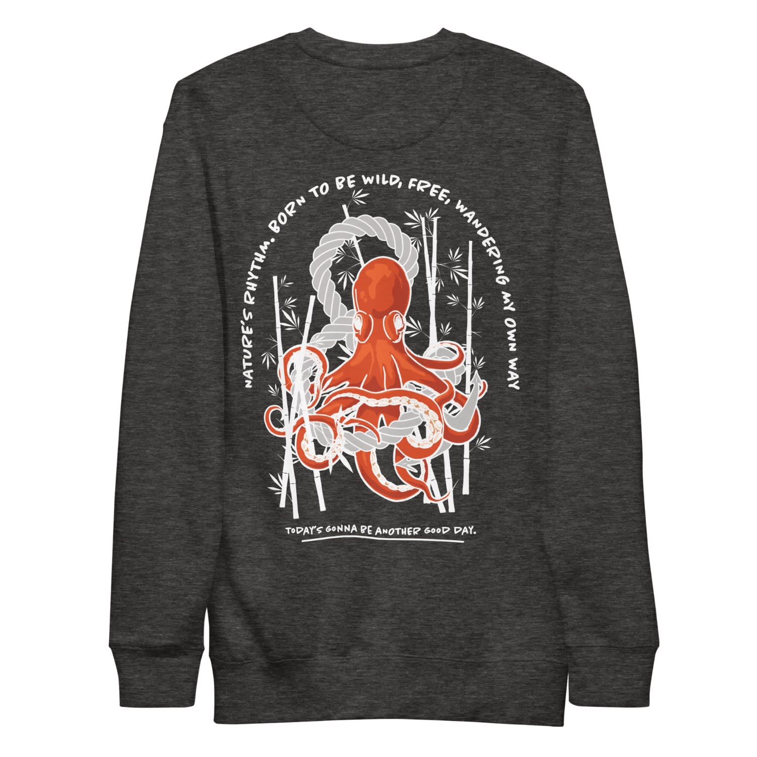 Anchor & Crew Black / Grey Charcoal Heather Octopus Another Good Day Cotton Blend Sweatshirt - Women In Multi