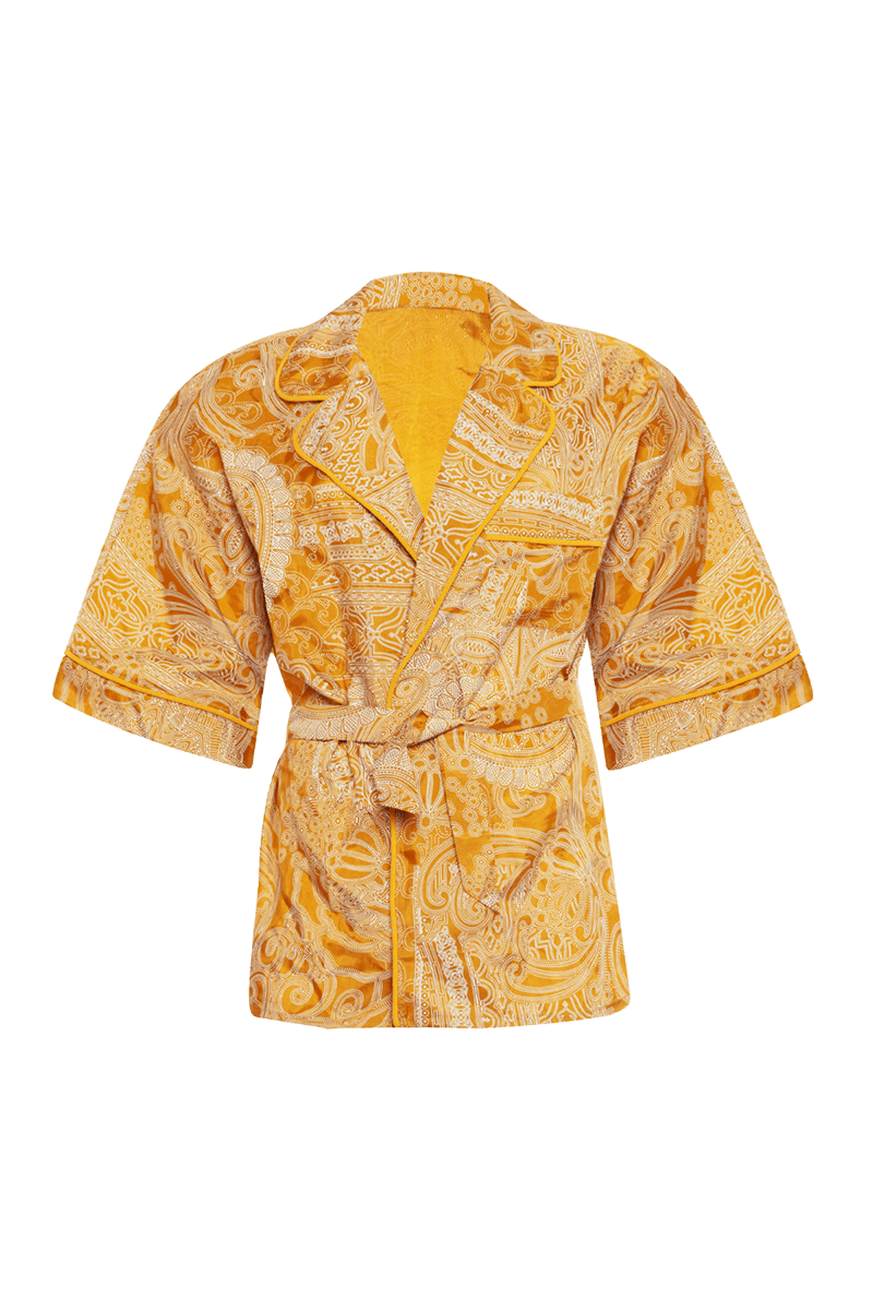 Movom Women's Yellow / Orange Johona Pajama Style Shirt In Yellow/orange
