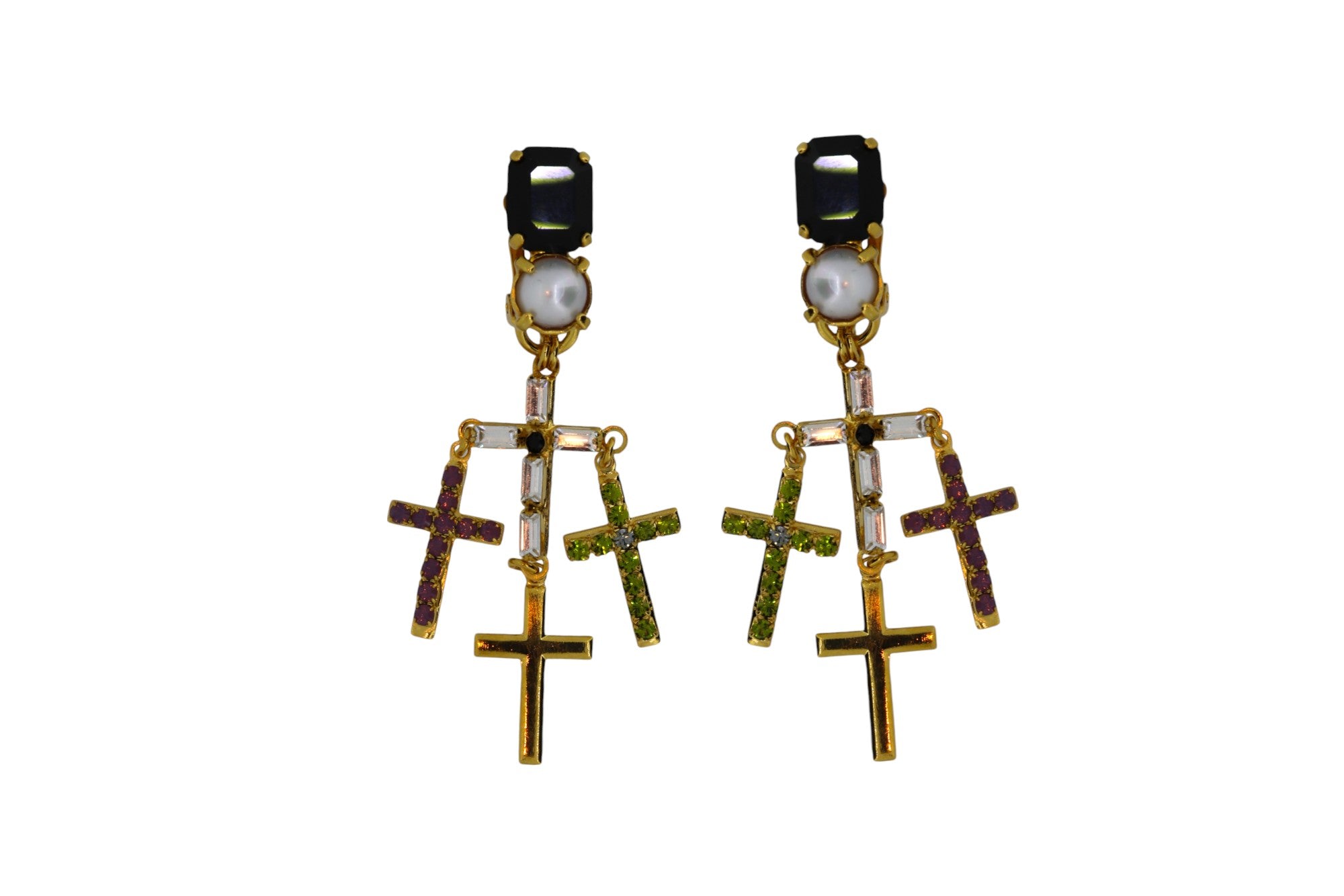 Vickisarge Women's Gold The Four Cross Earrings - Pierced In Gold