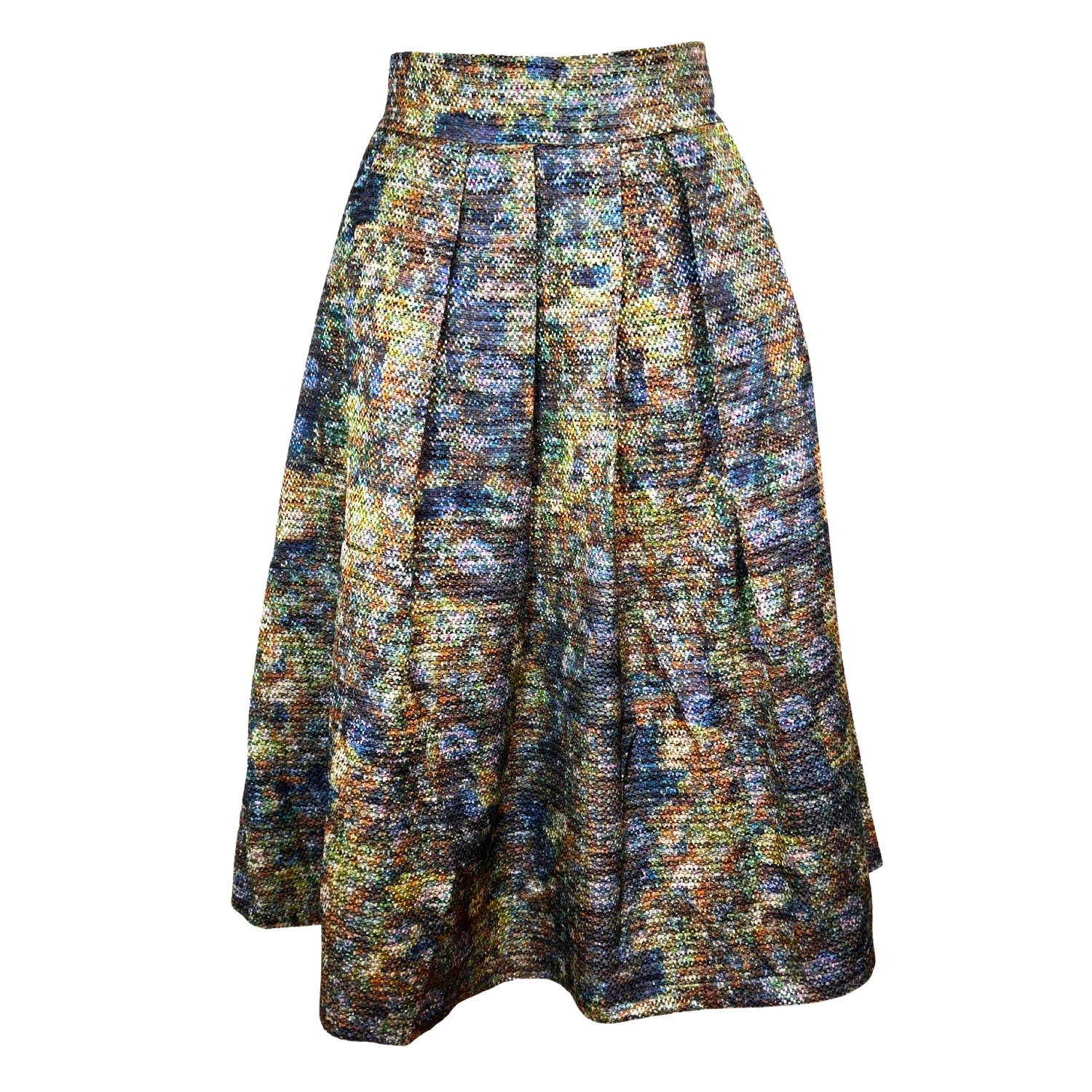 Women's Green / Brown Full Midi Skirt - Metallic Green Brocade | Small | L2R the Label