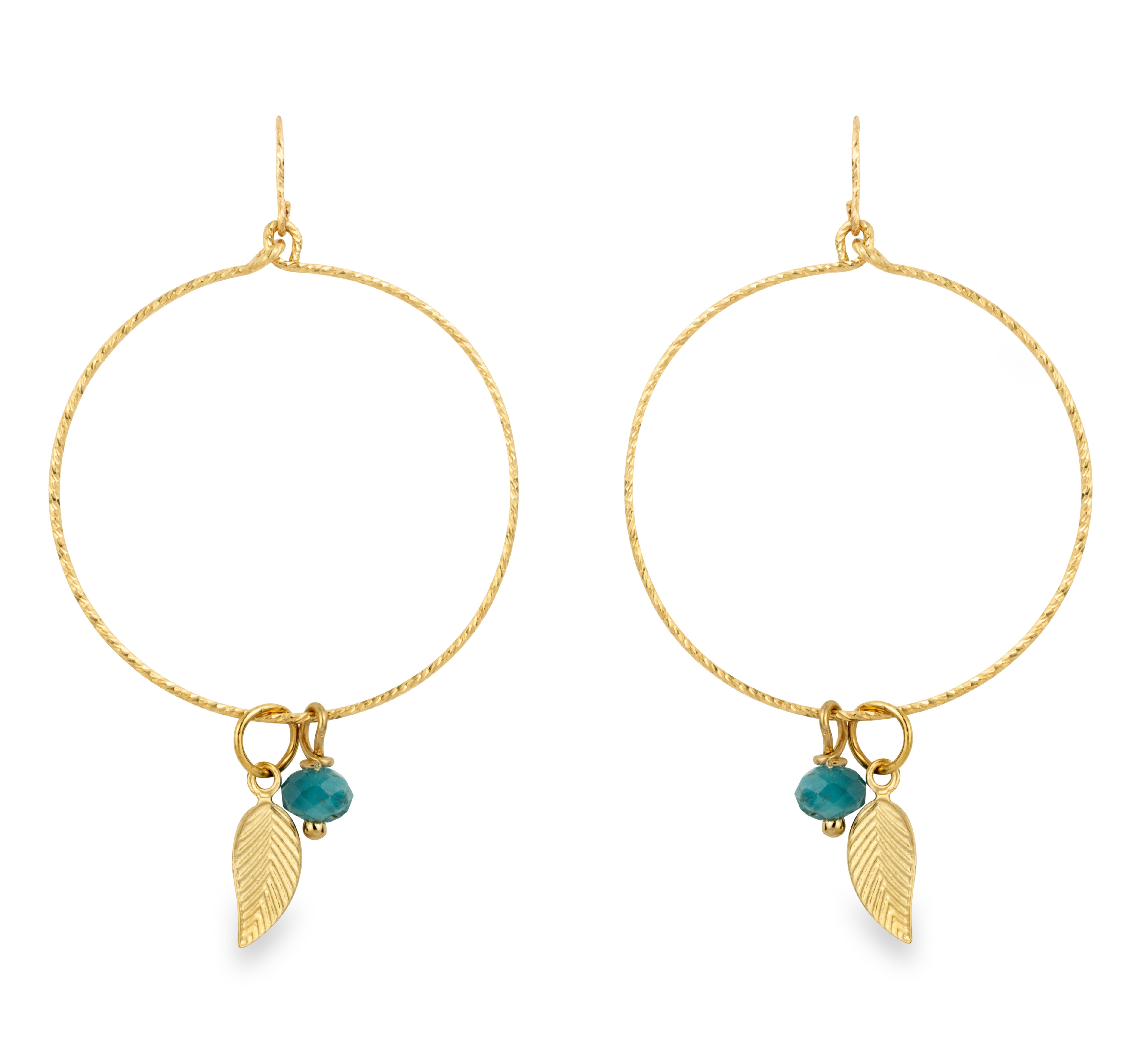 Women’s Gold / Blue Sparkle Hoop Gem Leaf Earrings | Amelia Roxanna Jewellery