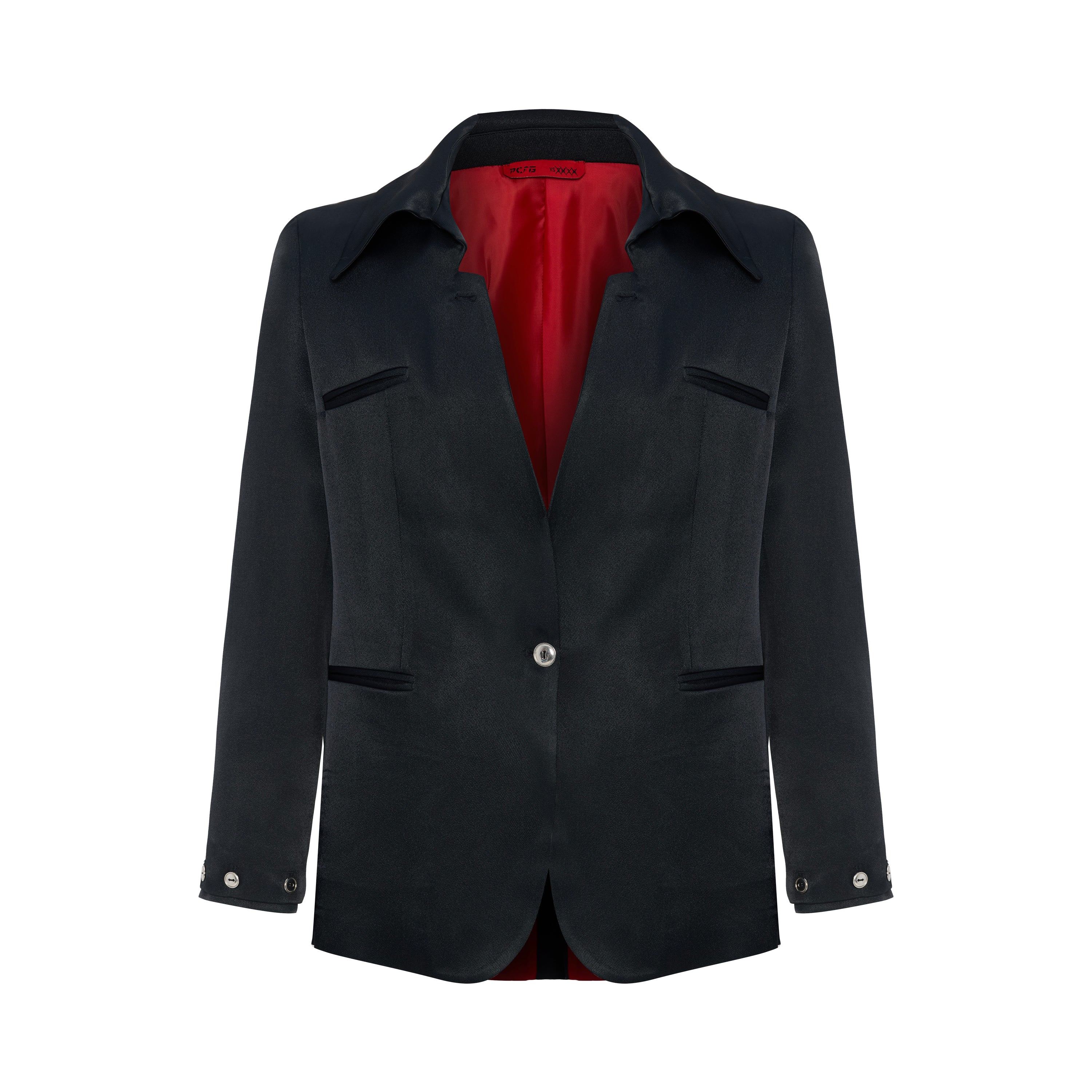 Women's Linen Blend Woven Jacket - Jet Black | Medium | Pcfg