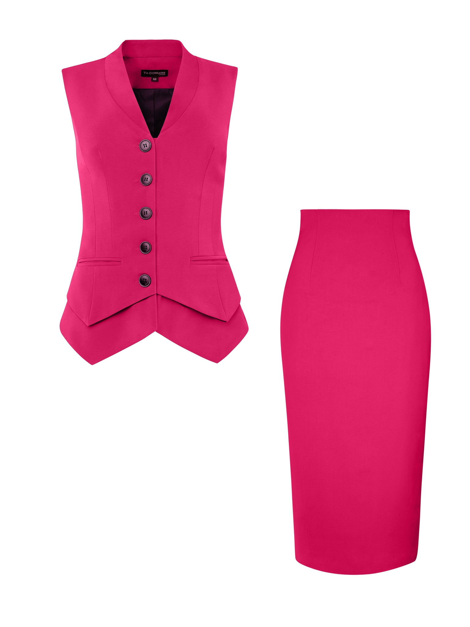 Fitted Waistcoat & Skirt Set Hot Pink | XXL | Tia Dorraine