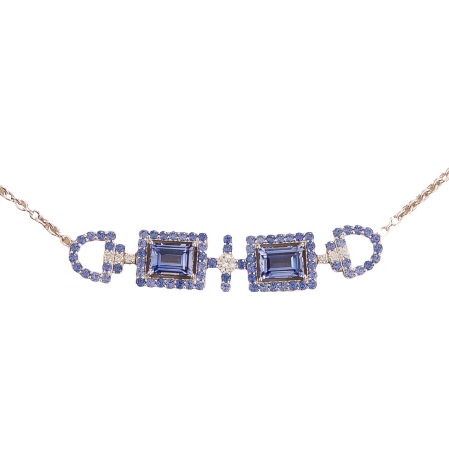 Women’s Blue / White Ciceris White Gold Necklace Ceylon Blue Sapphires & Diamonds Juvetti