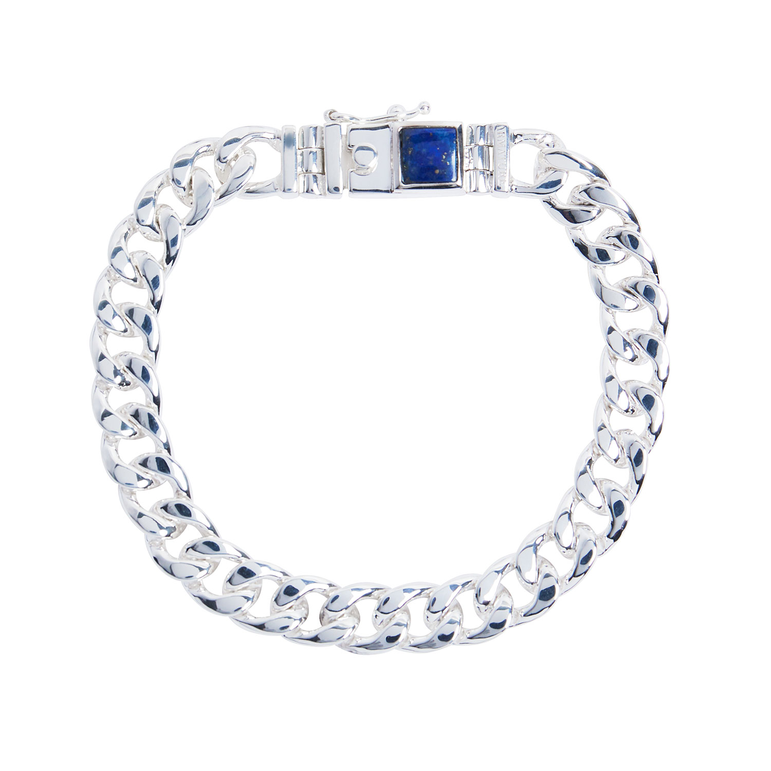 Armature Women's Silver / Blue Lapis Lazuli Bon Bon Curb Chain Bracelet