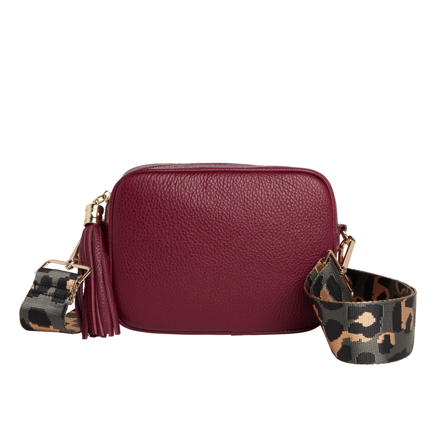 Women’s Red Verona Crossbody Burgundy Tassel Bag With Dark Leopard Strap One Size Betsy & Floss