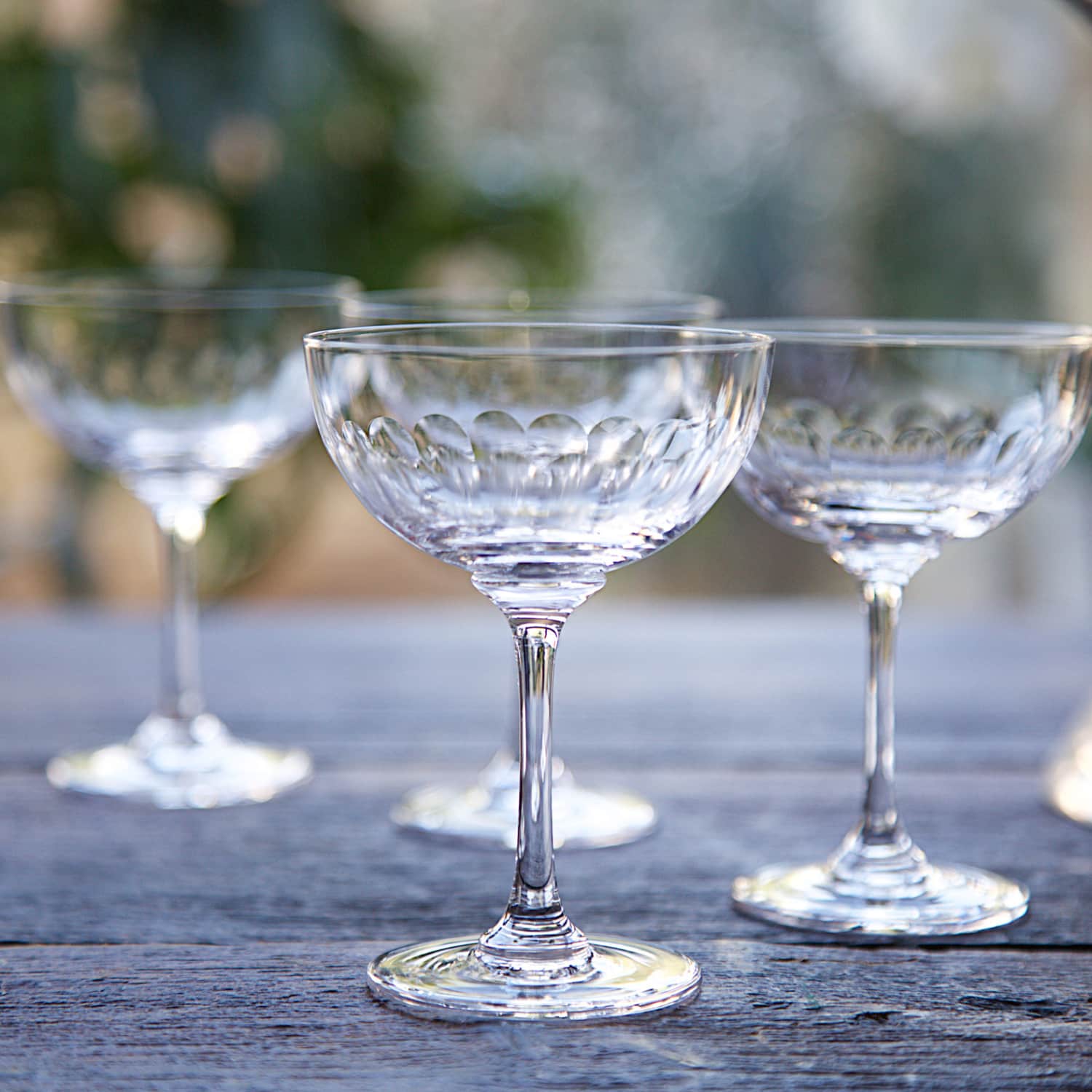 Crystal Champagne Saucers with Lens Design - 2 - The Vintage List