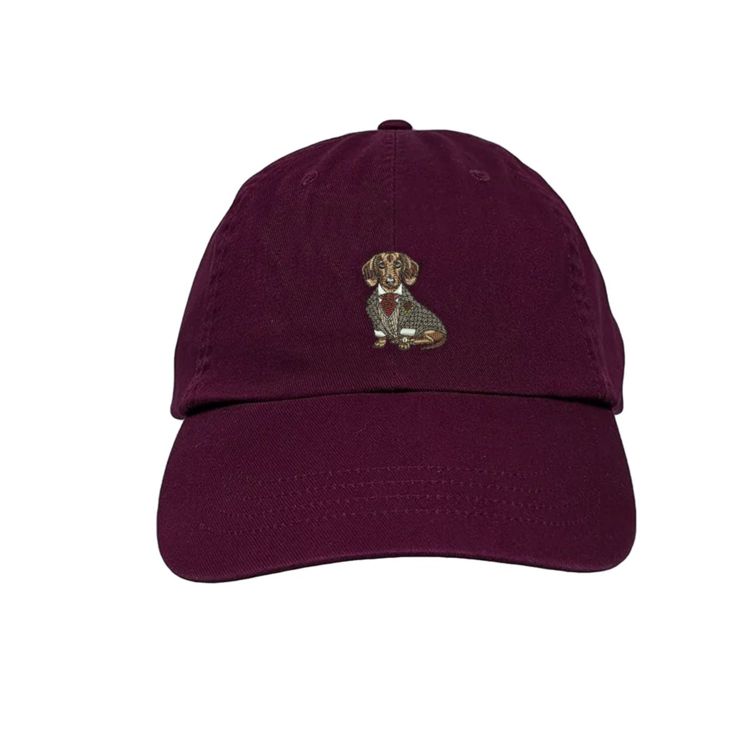 Amati Collection Women's Dachshund Embroidered Cap Unisex - Burgundy