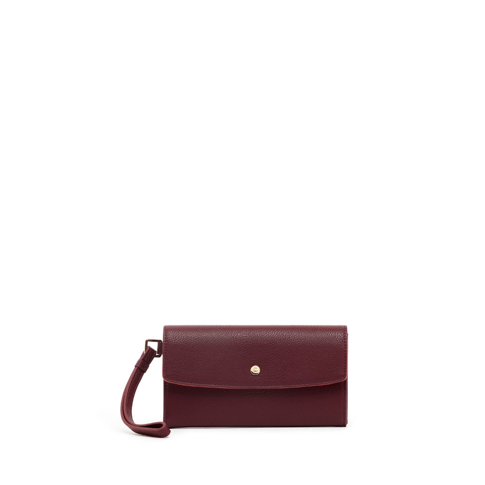 Campo Marzio Roma 1933 Women's Red Flap Wallet With Removable Wristlet Ellen Ruby Wine In Brown