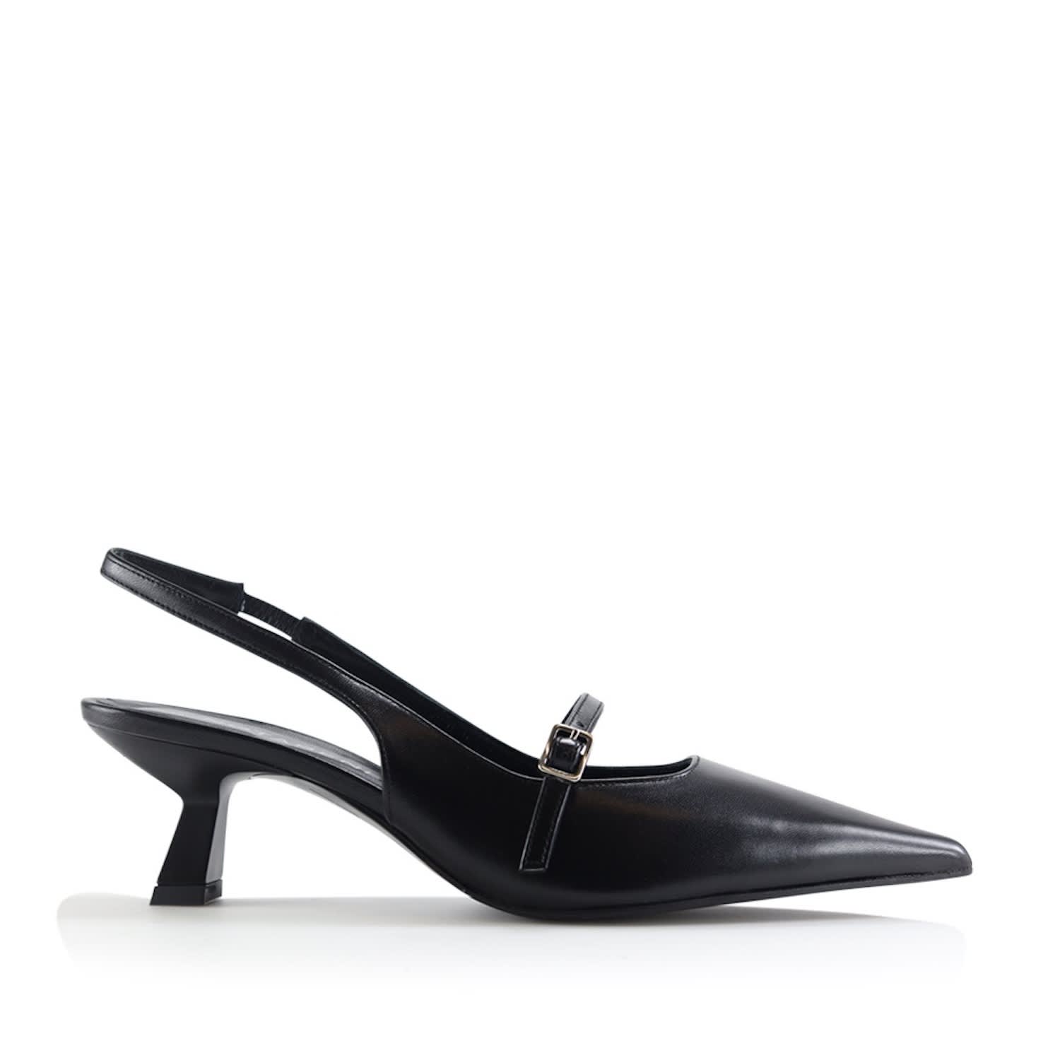 Notabene Women's Elina Slingback Stilettos, Black Leather