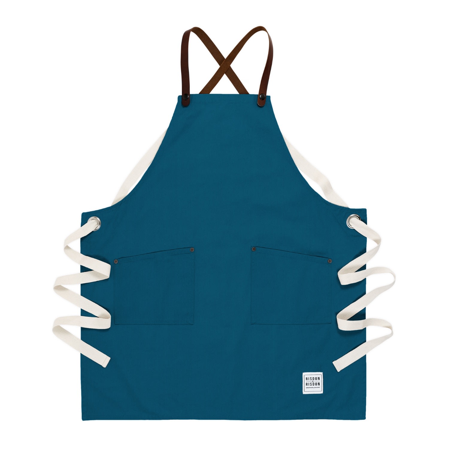 Blue Studio Cross Back Apron - Teal Large Risdon & Risdon