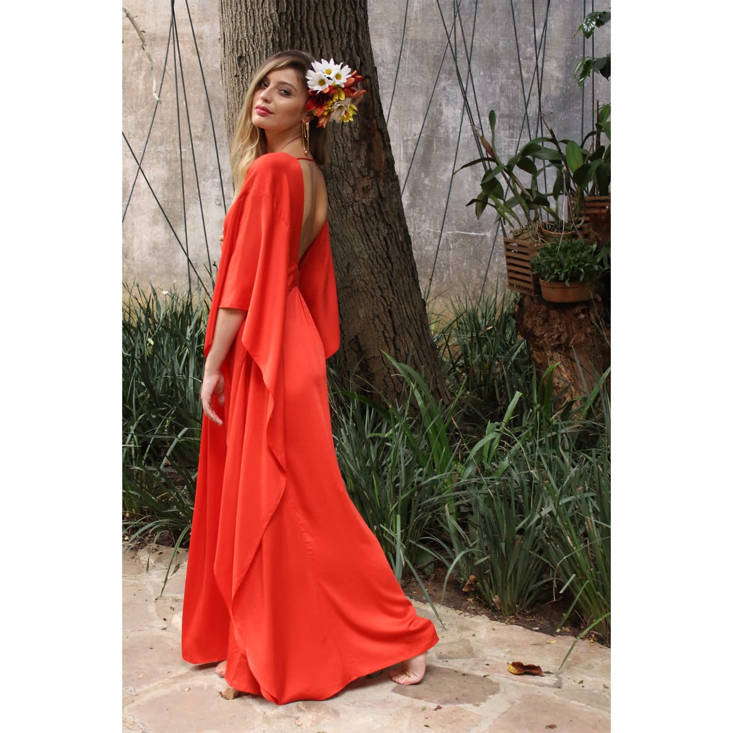 orange kaftan dress