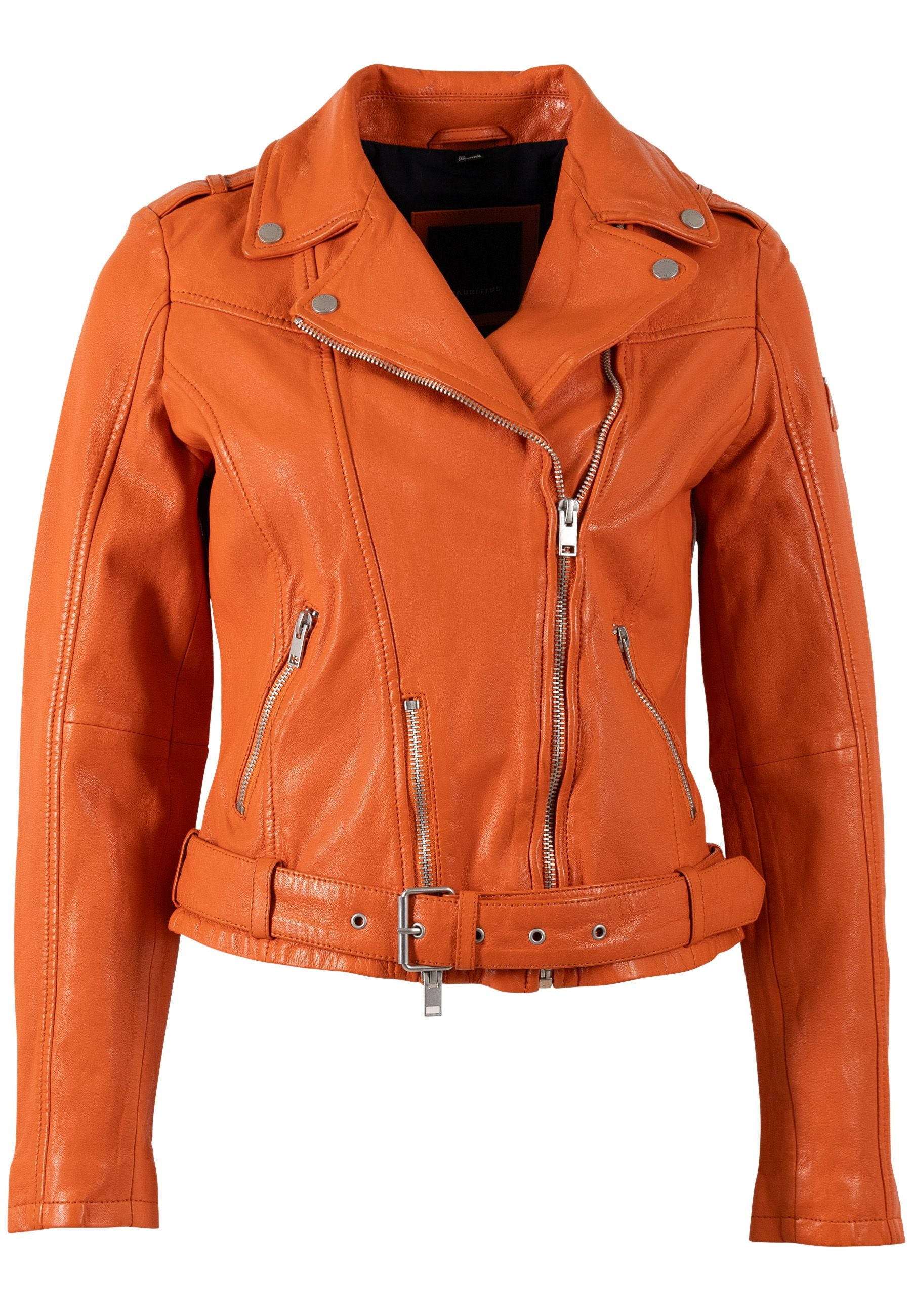 Women's Orange Wild Rf Leather Jacket, Spice | Small | Mauritius