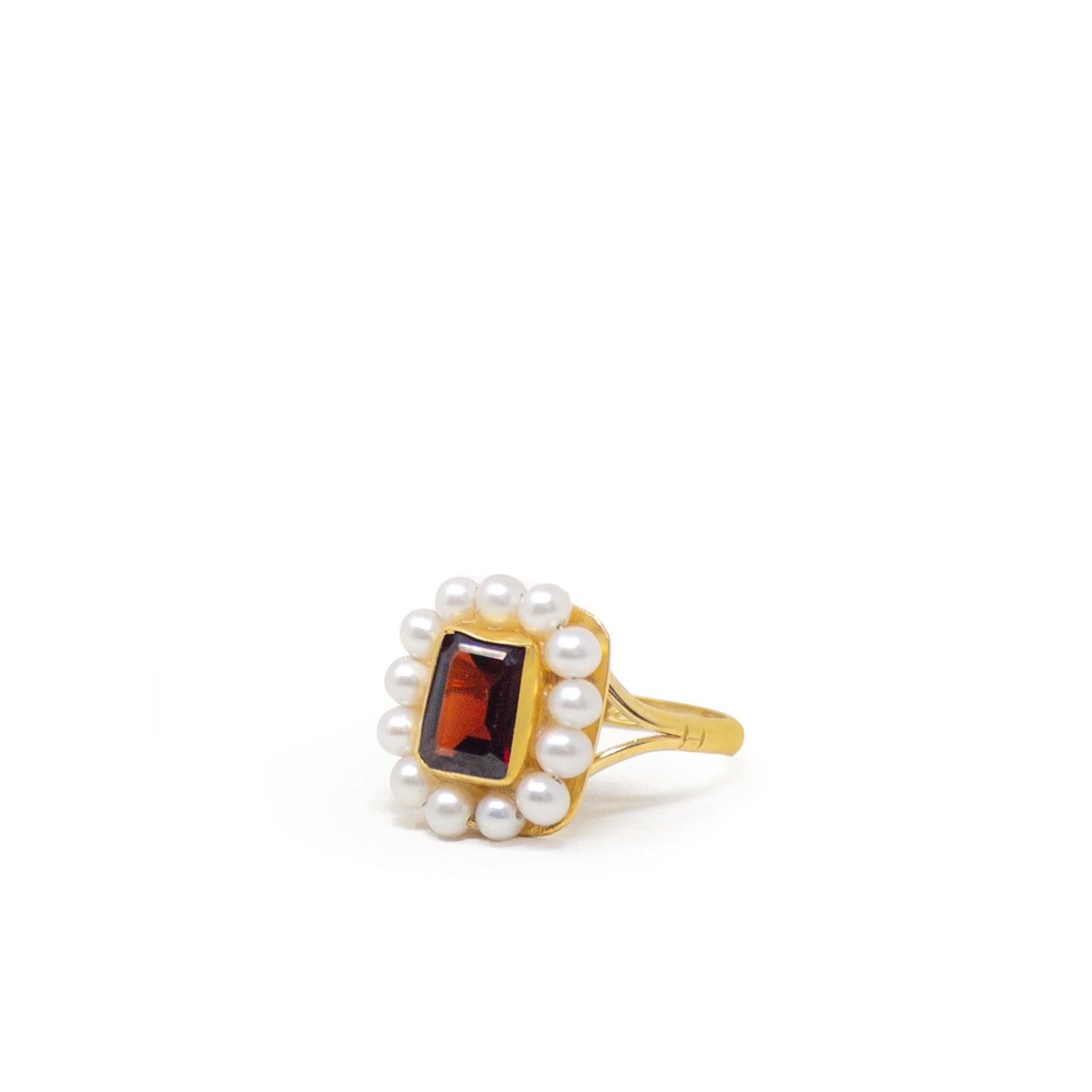 Vintouch Italy Women's Red / Gold Luccichio Garnet And Pearl Stacking Ring In Multi