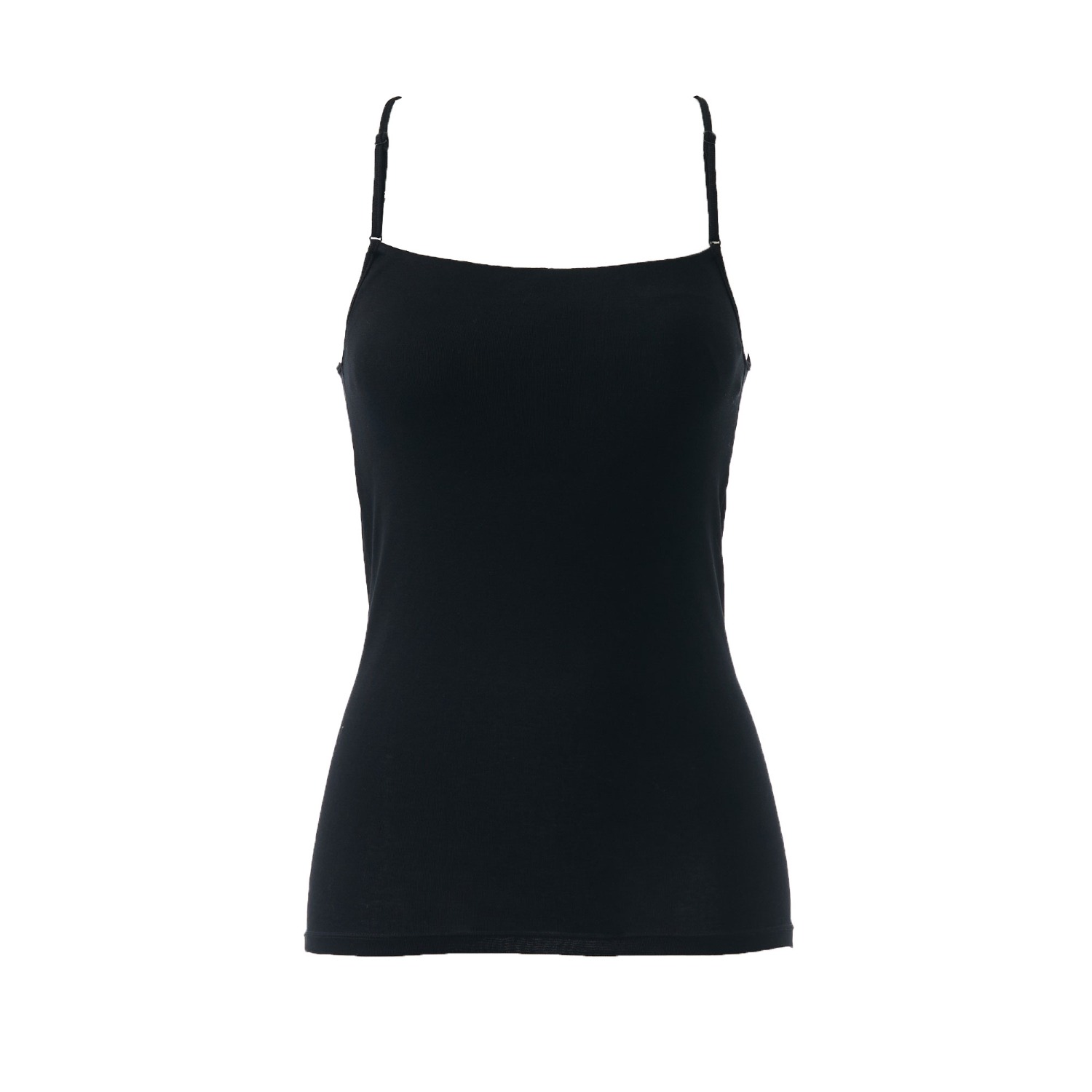 Aromatique Women's Black Cotton Camisole With Exquisite Leavers Lace