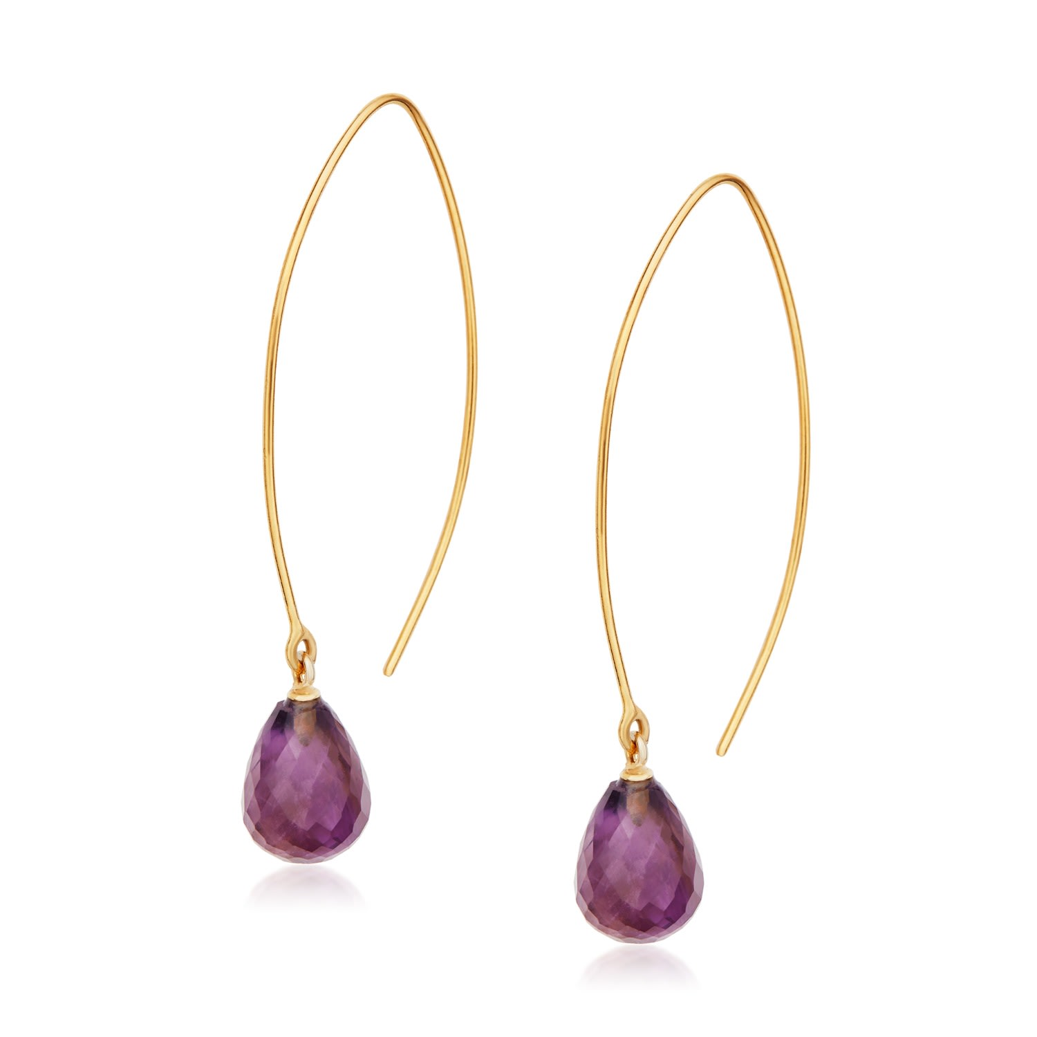 Women’s Gold / Pink / Purple Jewel Drop Hoops - Amethyst Preeti Sandhu