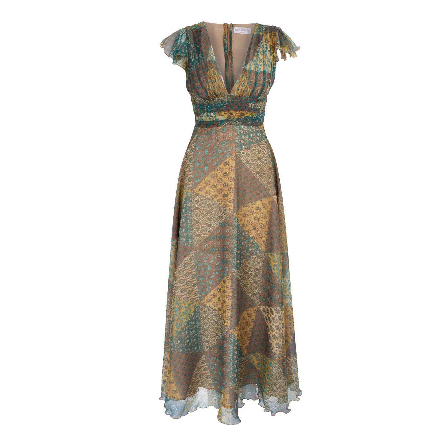 Shop Sofia Tsereteli Women's Green Crepon Silk Dress