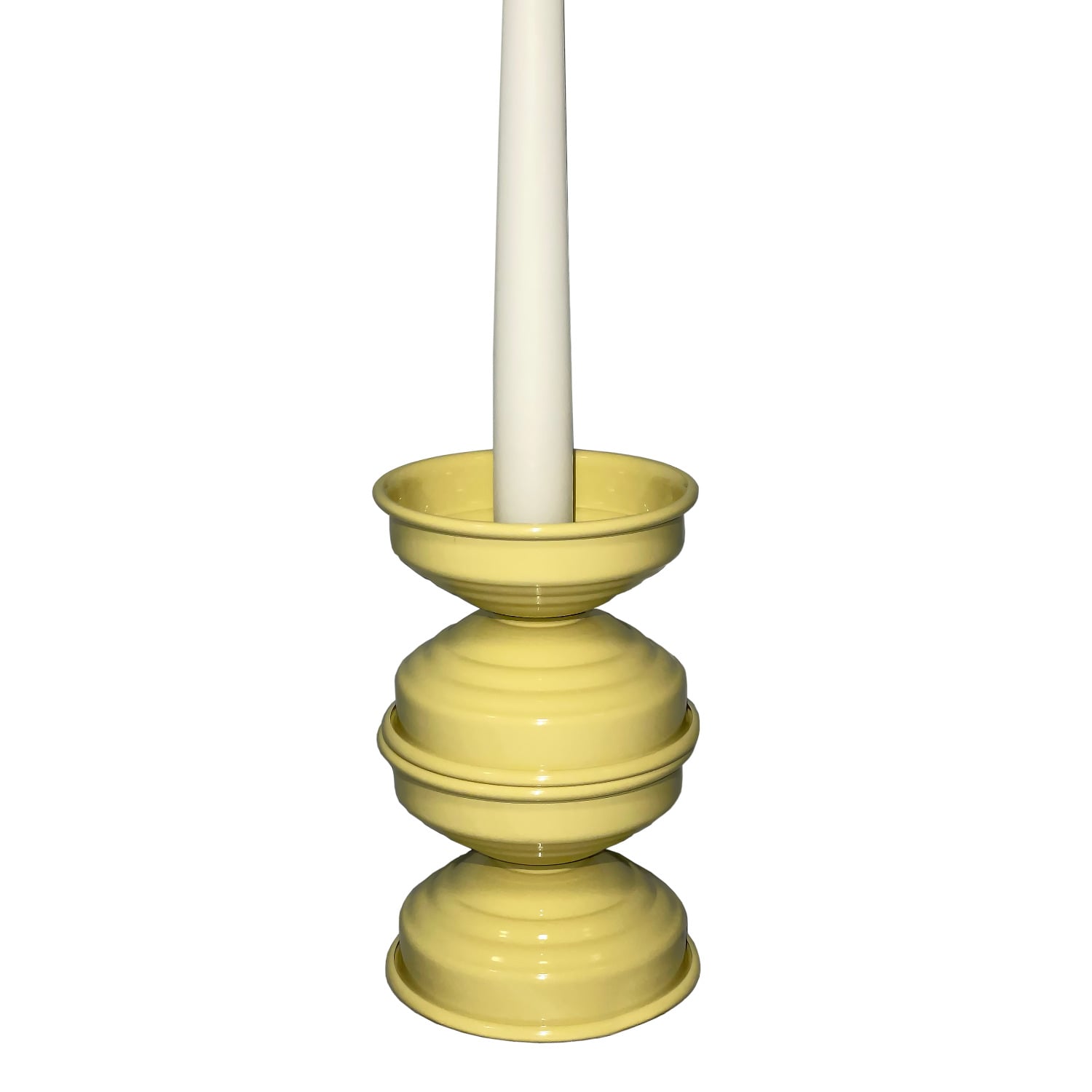 Caspal Yellow Large Butter Glossy Candleholder - Italian Design In Yellow