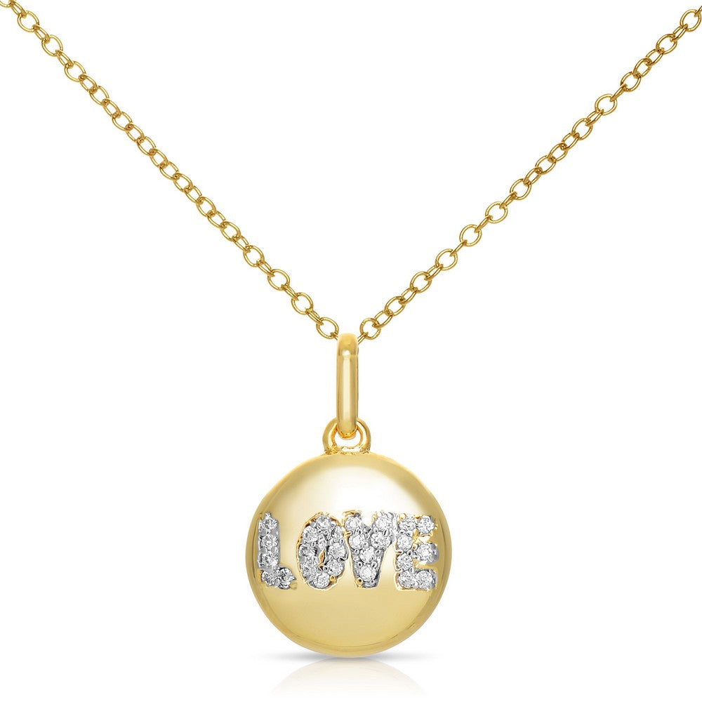 Women’s Gold / White Classic Love Disc Pendant Genevive Jewelry