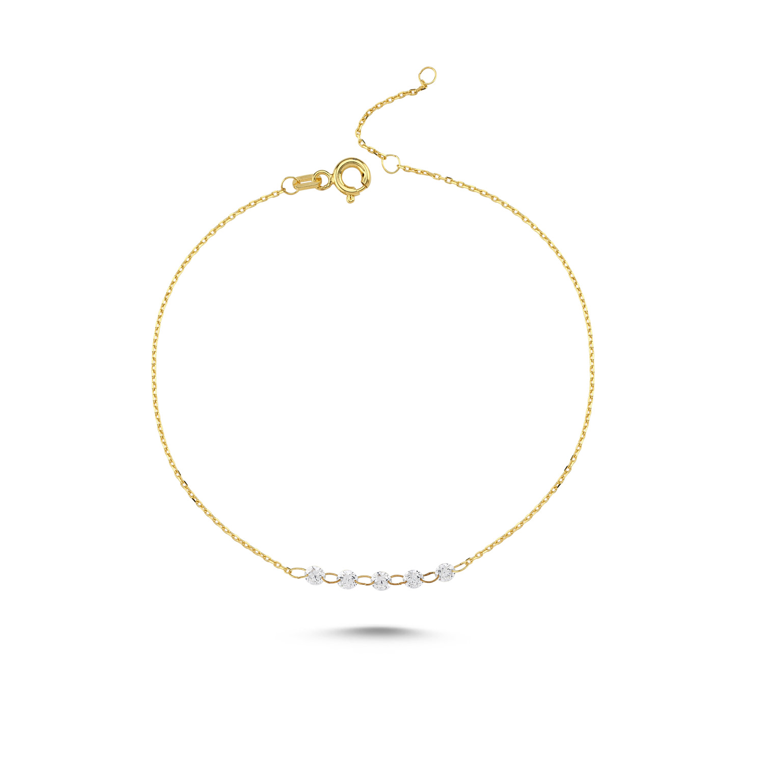 Ecce | Artisan Diamonds Women's 18k Solid Gold Dancing Tiny Five Diamond Bracelet
