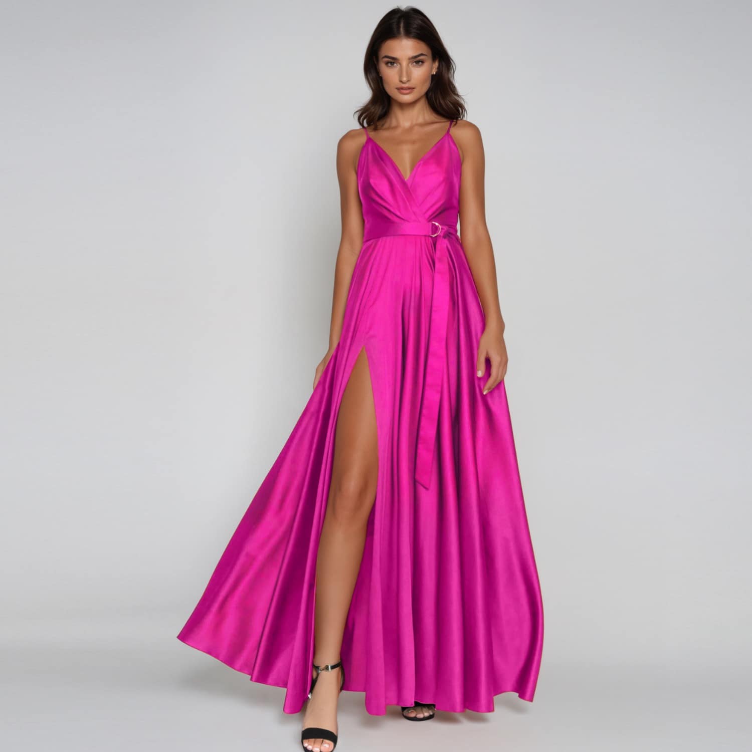 Fuchsia Satin Long Evening Dress | Angelika Jozefczyk | Wolf & Badger