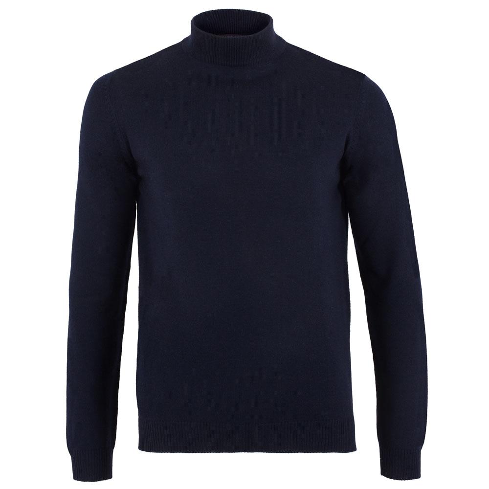 Blue Mens Extra Fine Merino Wool Mock Turtleneck Shaw Jumper - Navy Extra Large Paul James Knitwear