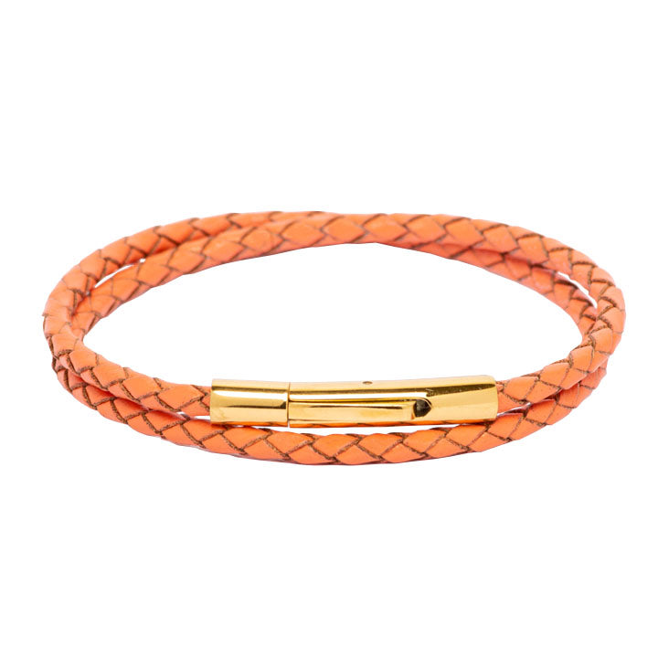 Women’s Yellow / Orange Double Leather Bracelet Orange Maison Eli