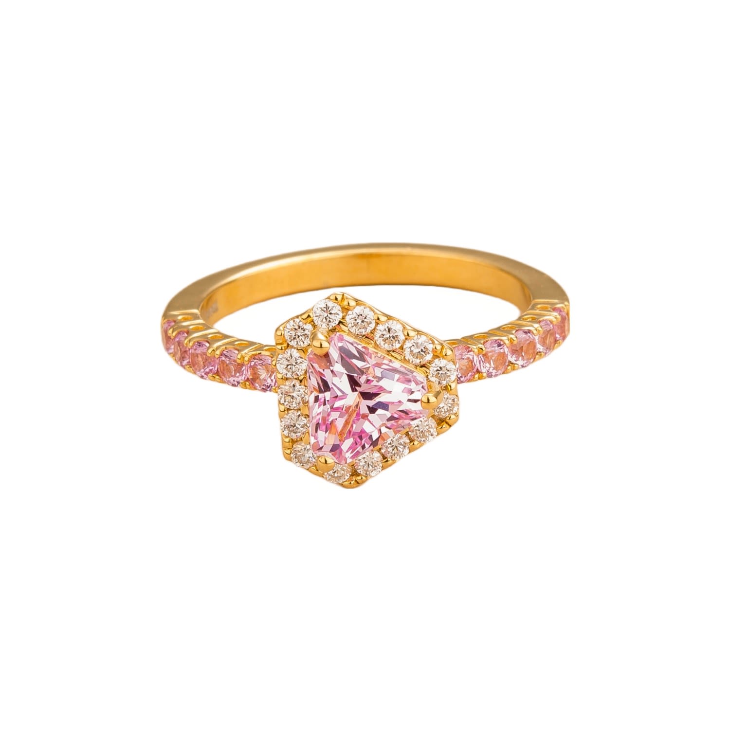 Juvetti Women's Gold / Pink / Purple Diana Gold Ring Pink Sapphire & Diamonds