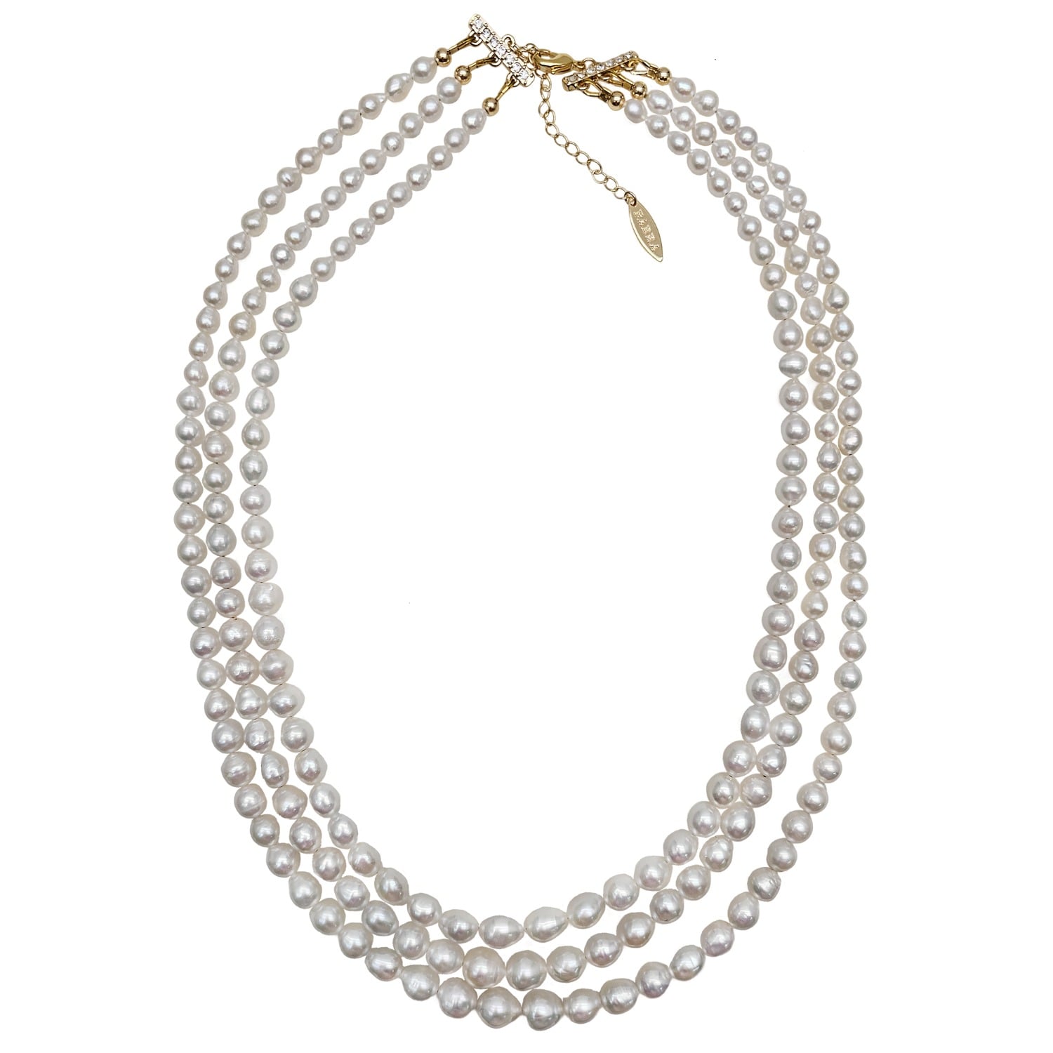 Farra Women's White Multi-layers Graduated Freshwater Pearls Necklace