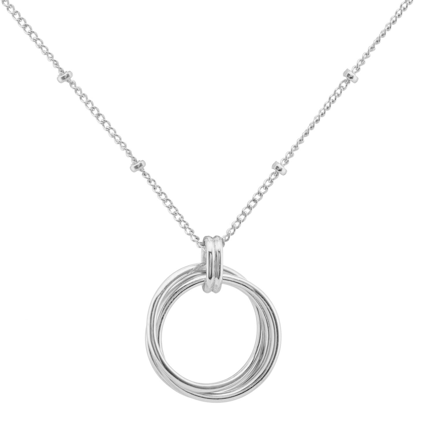 Auree Jewellery Women's Cordoba Stirling Silver Triple Ring 16-18" Necklace In Metallic