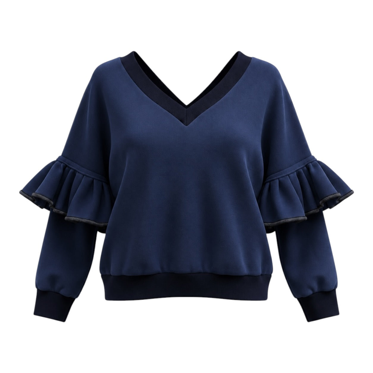 Beira Women's Blue Victoria Ruffle Sleeve Sweatshirt – Navy