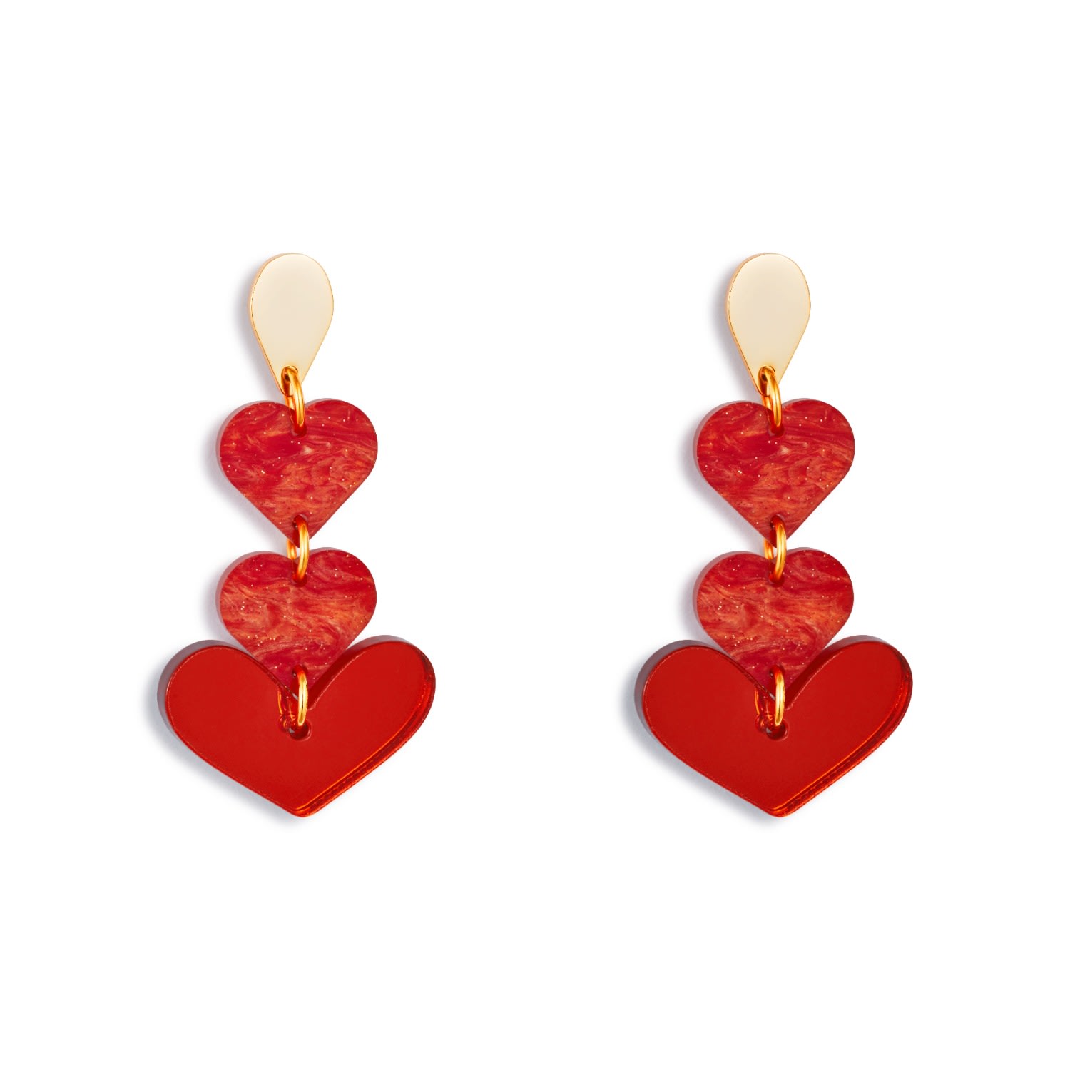 Toolally Heart Drop Earrings In Red