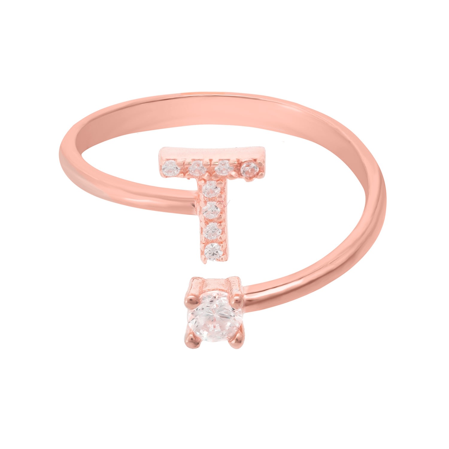 Women’s Rose Gold / White Initial Ring Rosegold T Latelita