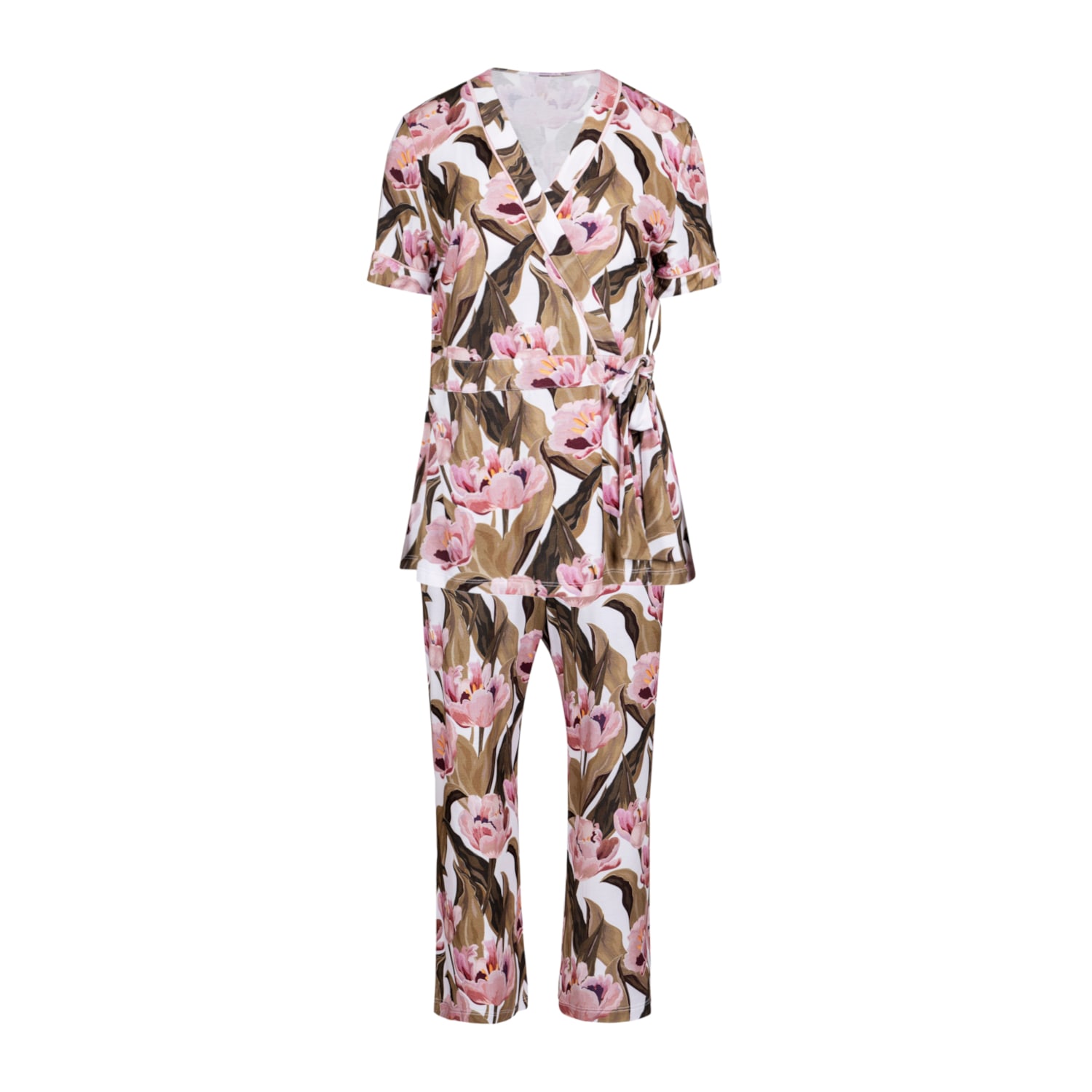 Oh!zuza Night&day Women's Pink / Purple / Green Tulip Blossom Print Pyjama Set In Pink/purple/green
