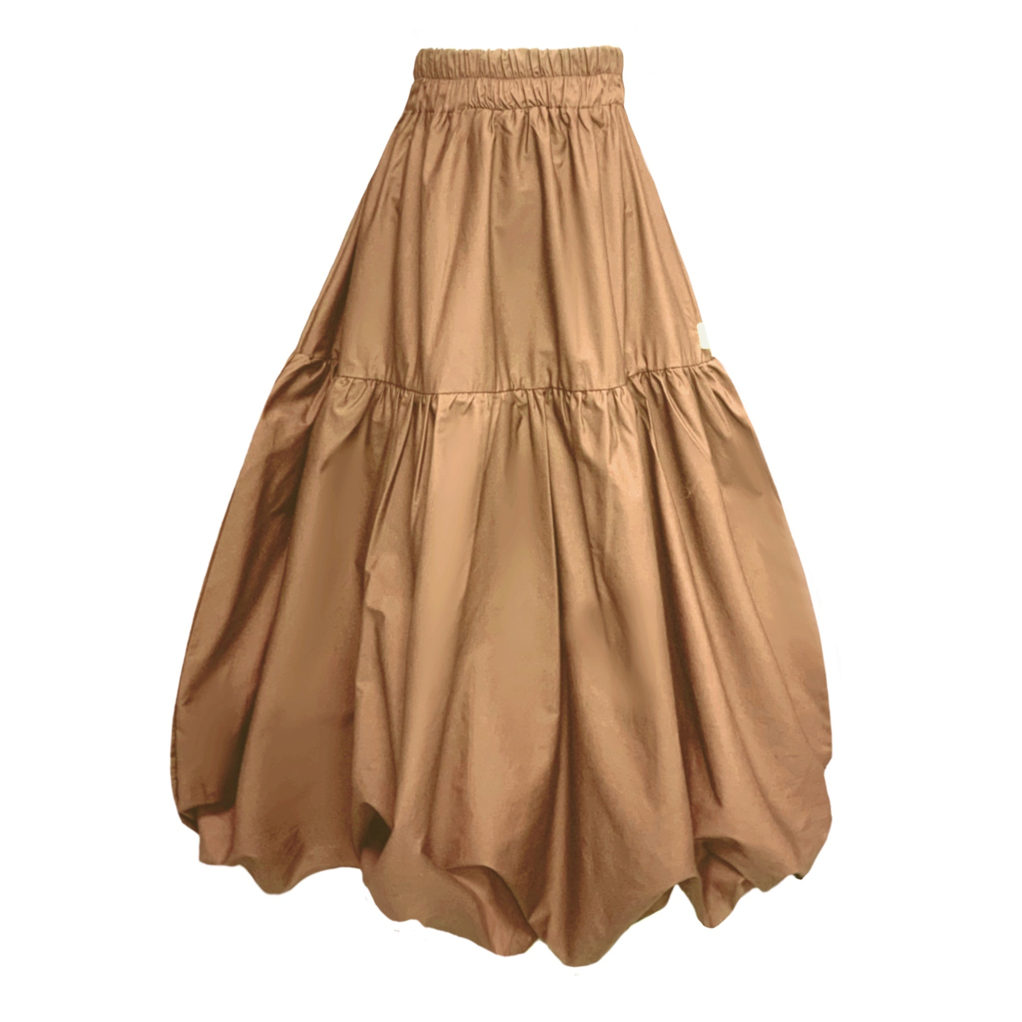 Frock Tales Women's Gold Mylar Puffball Midi Skirt In Biscuit In Gold
