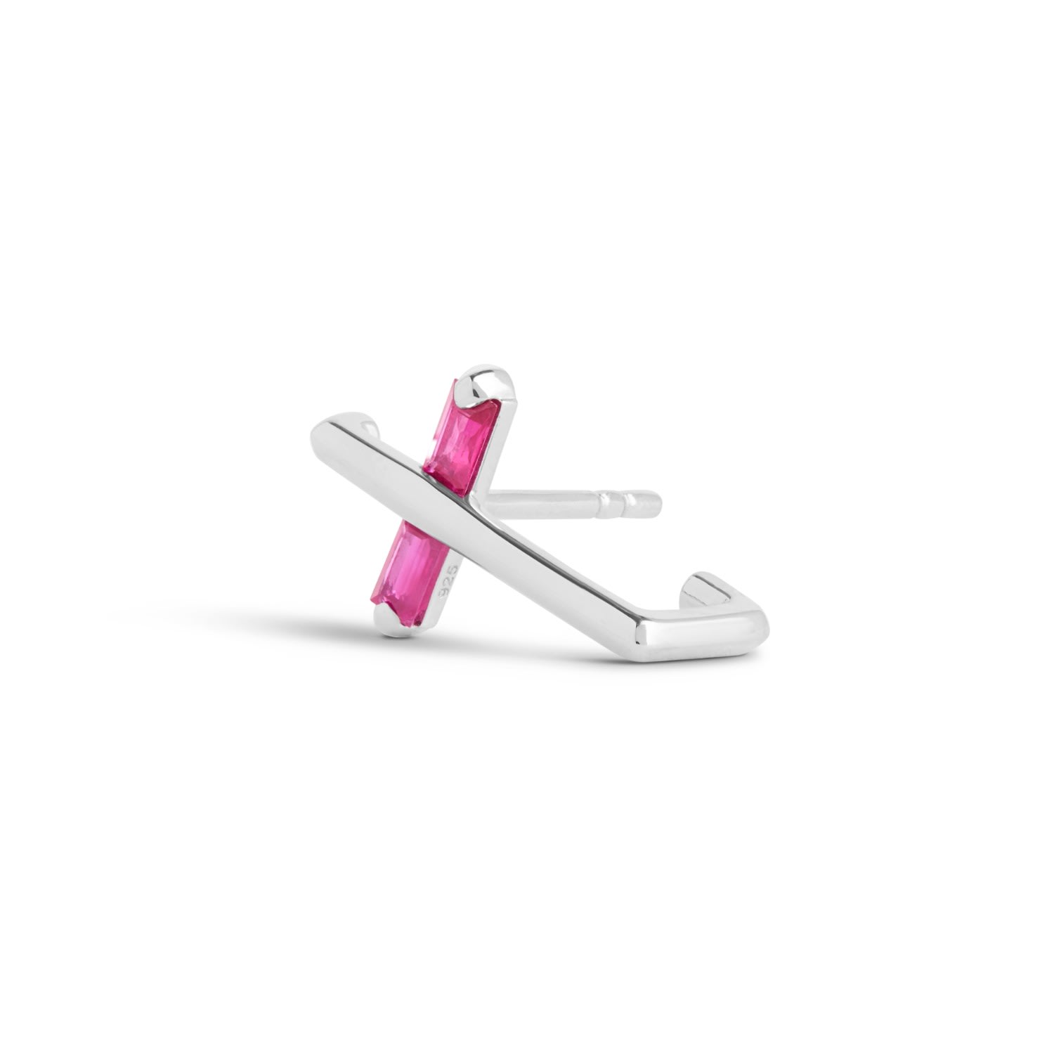 Kasun Women's Silver / Pink / Purple Angel Kiss Earring - July - Ruby - Silver