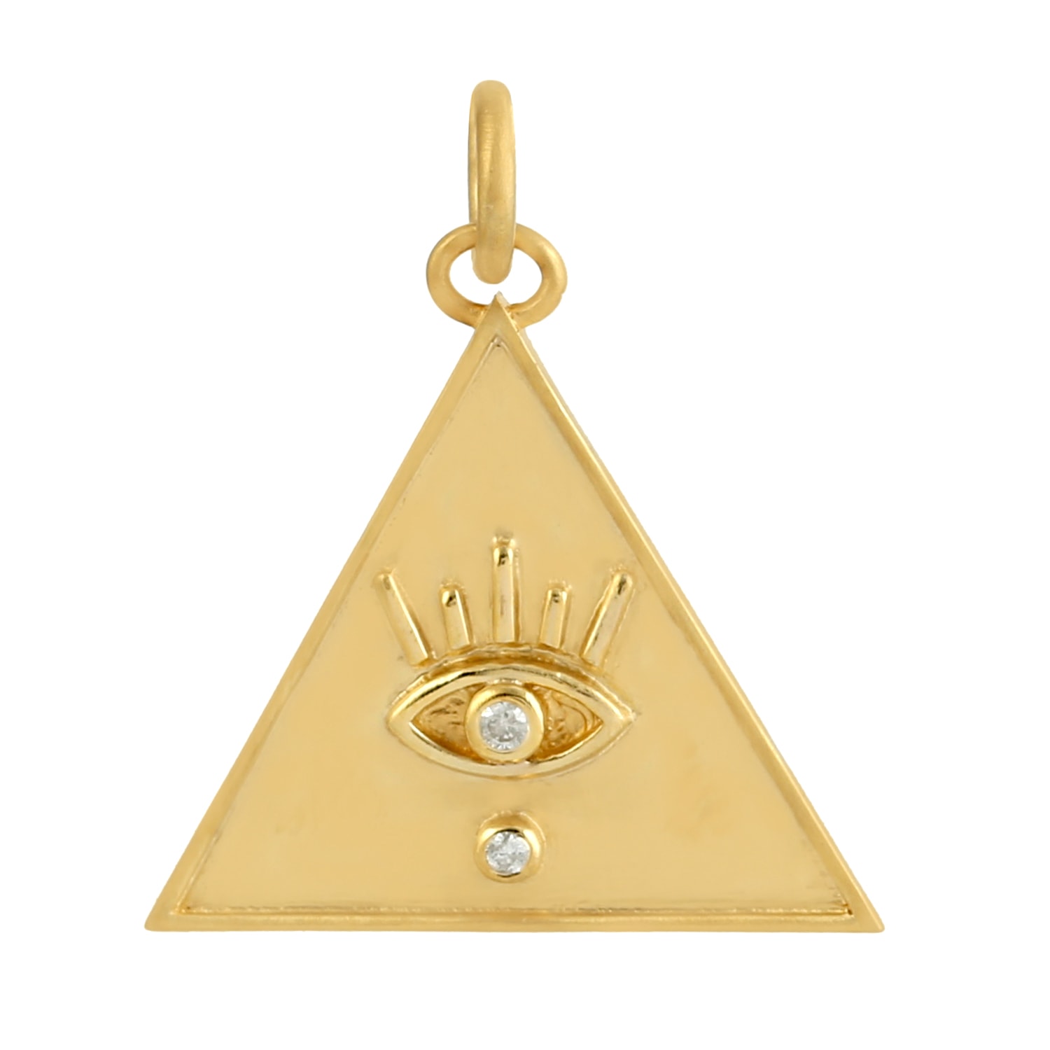 Women’s Gold / White Illuminati Symbolism 14K Gold Diamond Triangle Eye Pendant Artisan