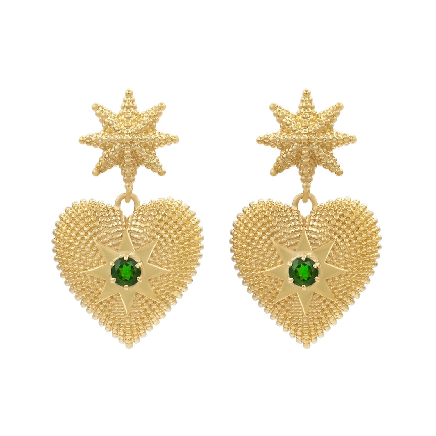 Zoe And Morgan Women's Brave Heart Earrings Gold Chrome Diopside In Gold
