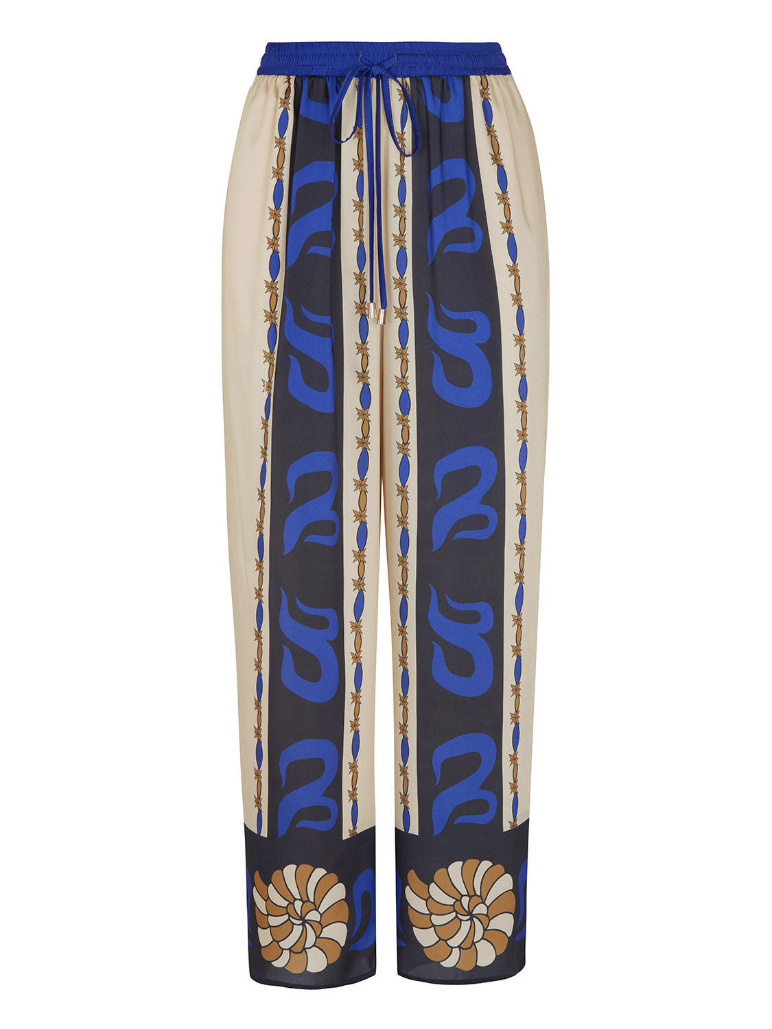 Nocturne Women's Wide-leg Printed Satin Pants In Blue