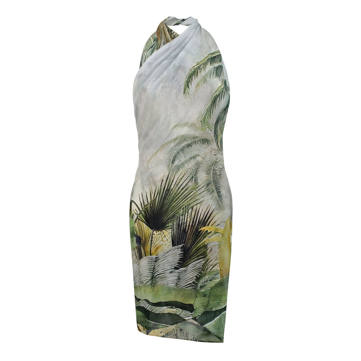 Dhara Sheth Dubai Women's Green / Grey Wild Wings Bird In The Jungle Halter-style Sarong