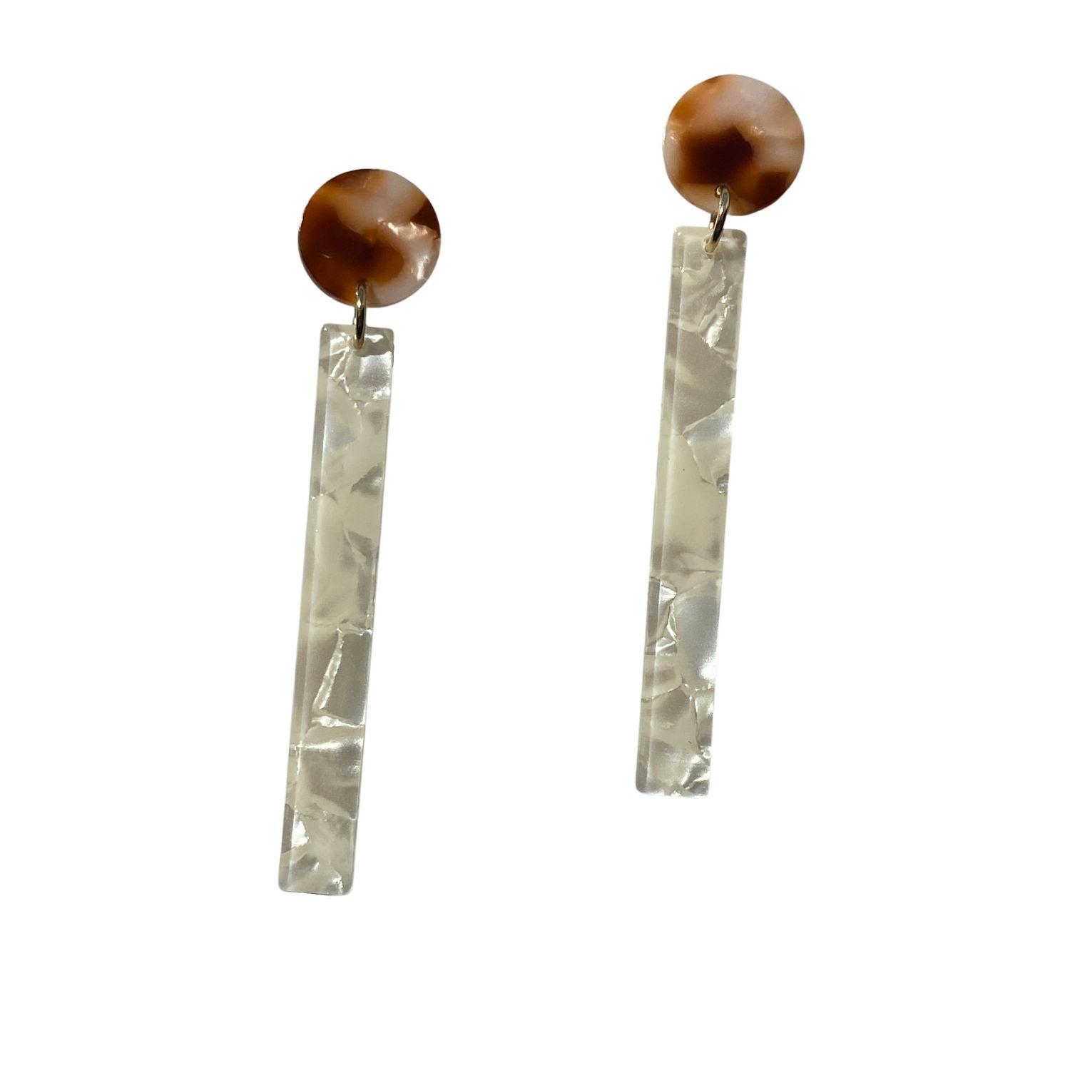 Women’s Neutrals / Brown Matchstick Drop Earrings In Cream & Brown Closet Rehab